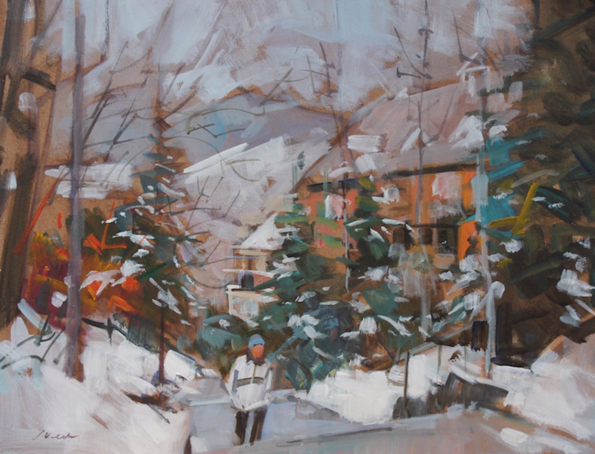 Lone Figure Whistler Village by Jim Vest