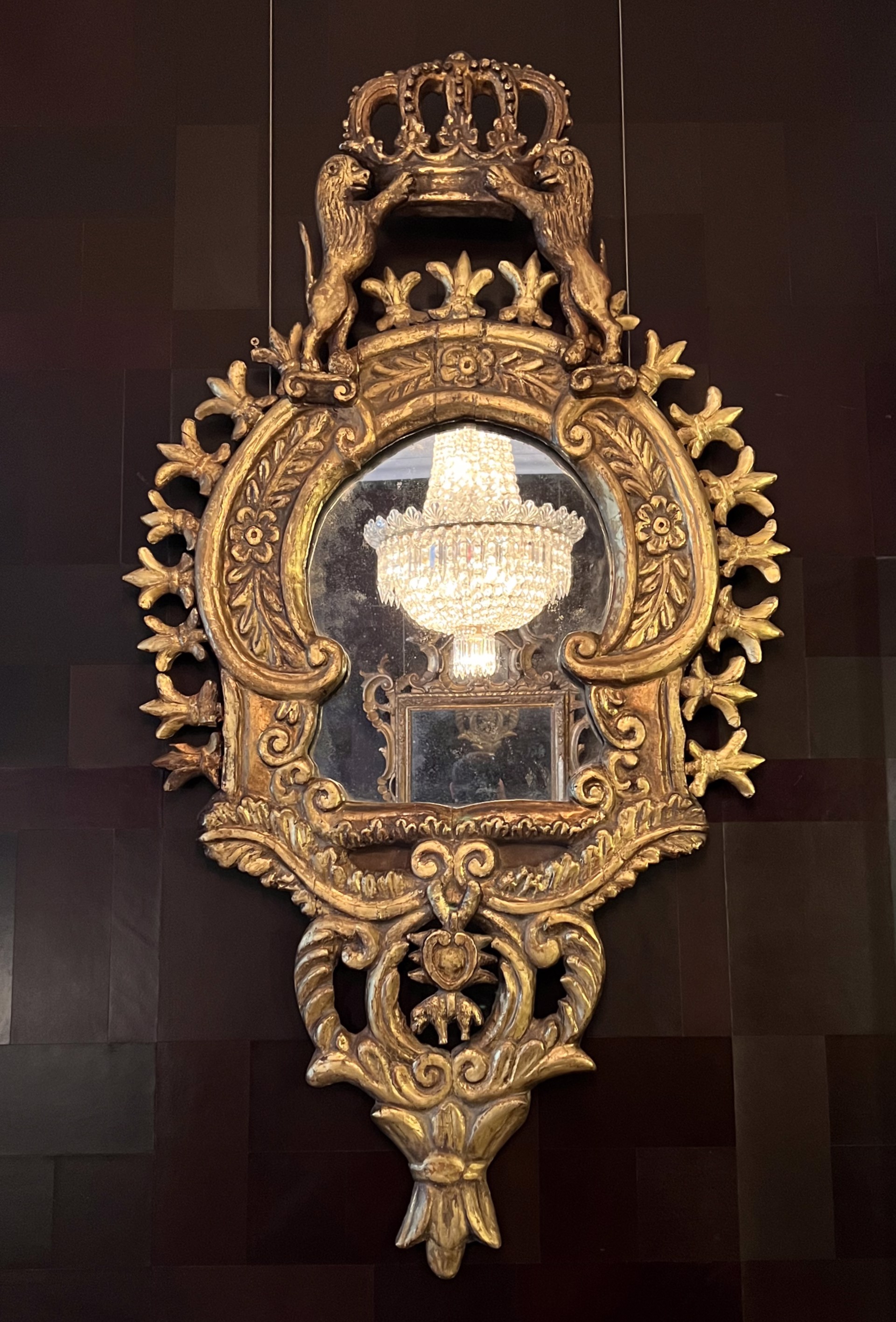 SPANISH BAROQUE GILTWOOD MIRROR POSSIBLY ROYAL COMMISSSION