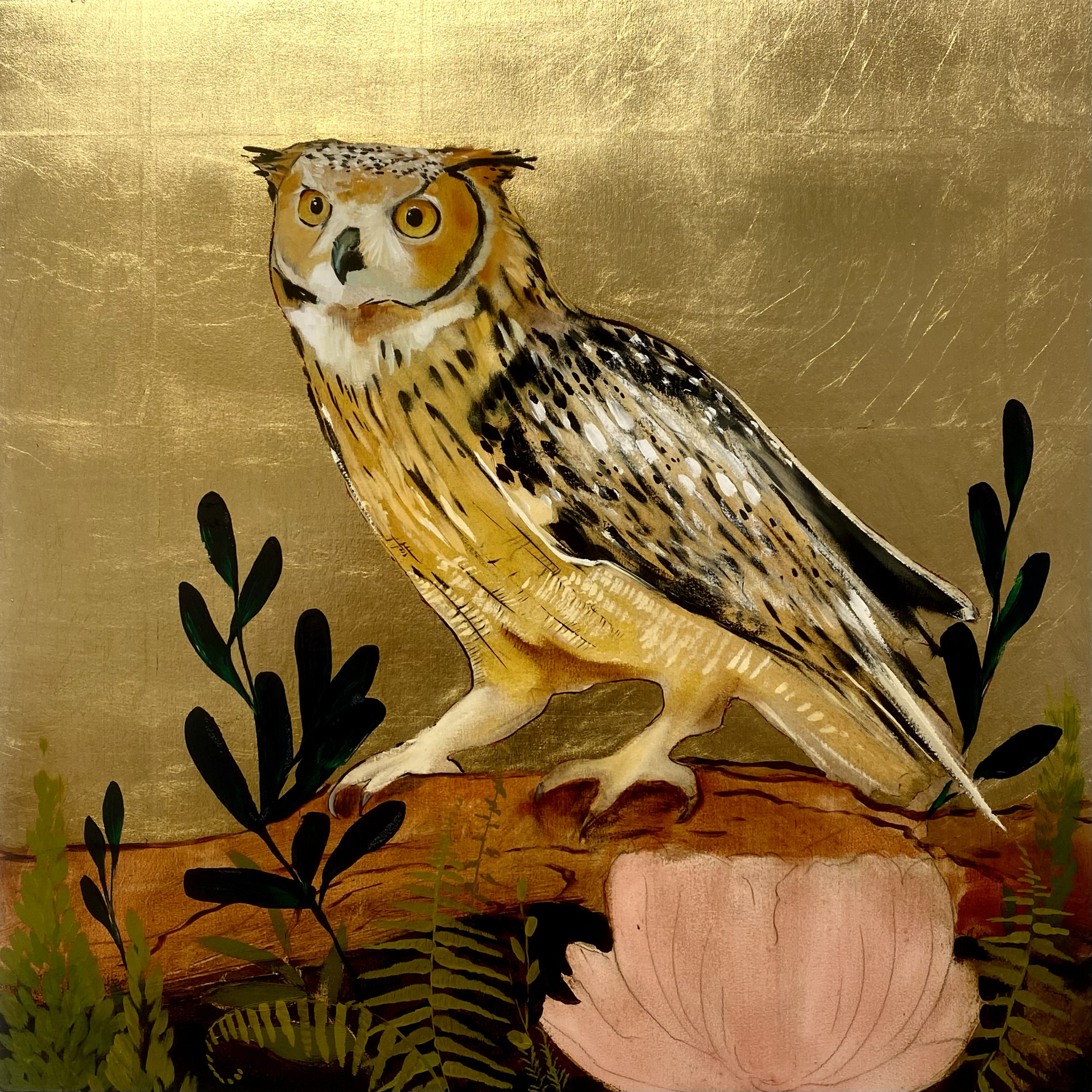 Owl on Gold IV by Joseph Bradley