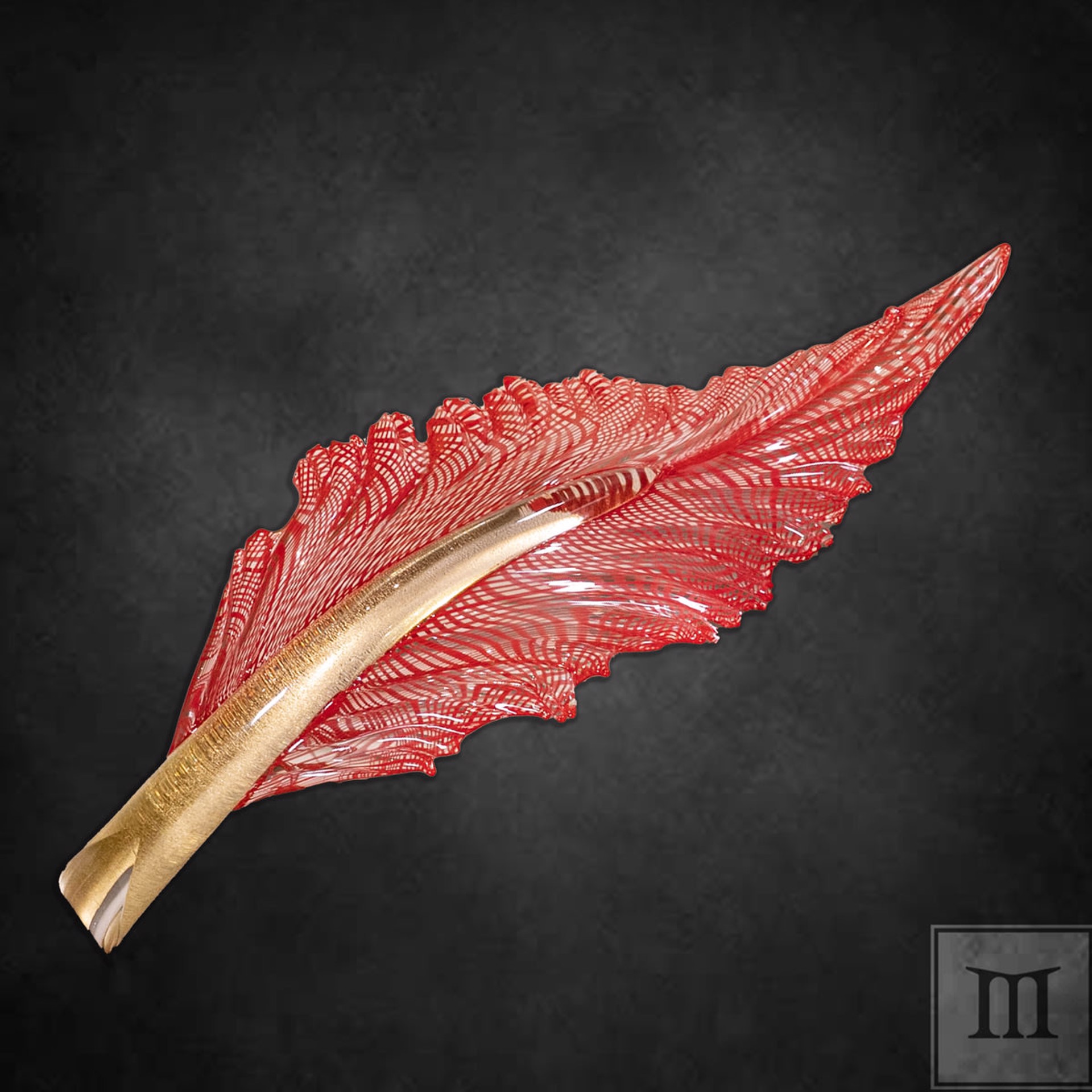 Brilliant Red Feather w/Gold Stem by Nic McGuire