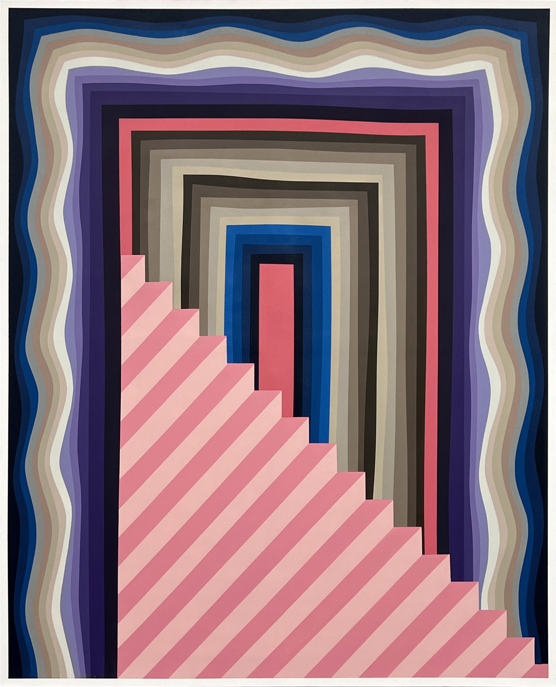 Untitled (Large Wavy Portal Pink Stairs) by Christopher Cascio