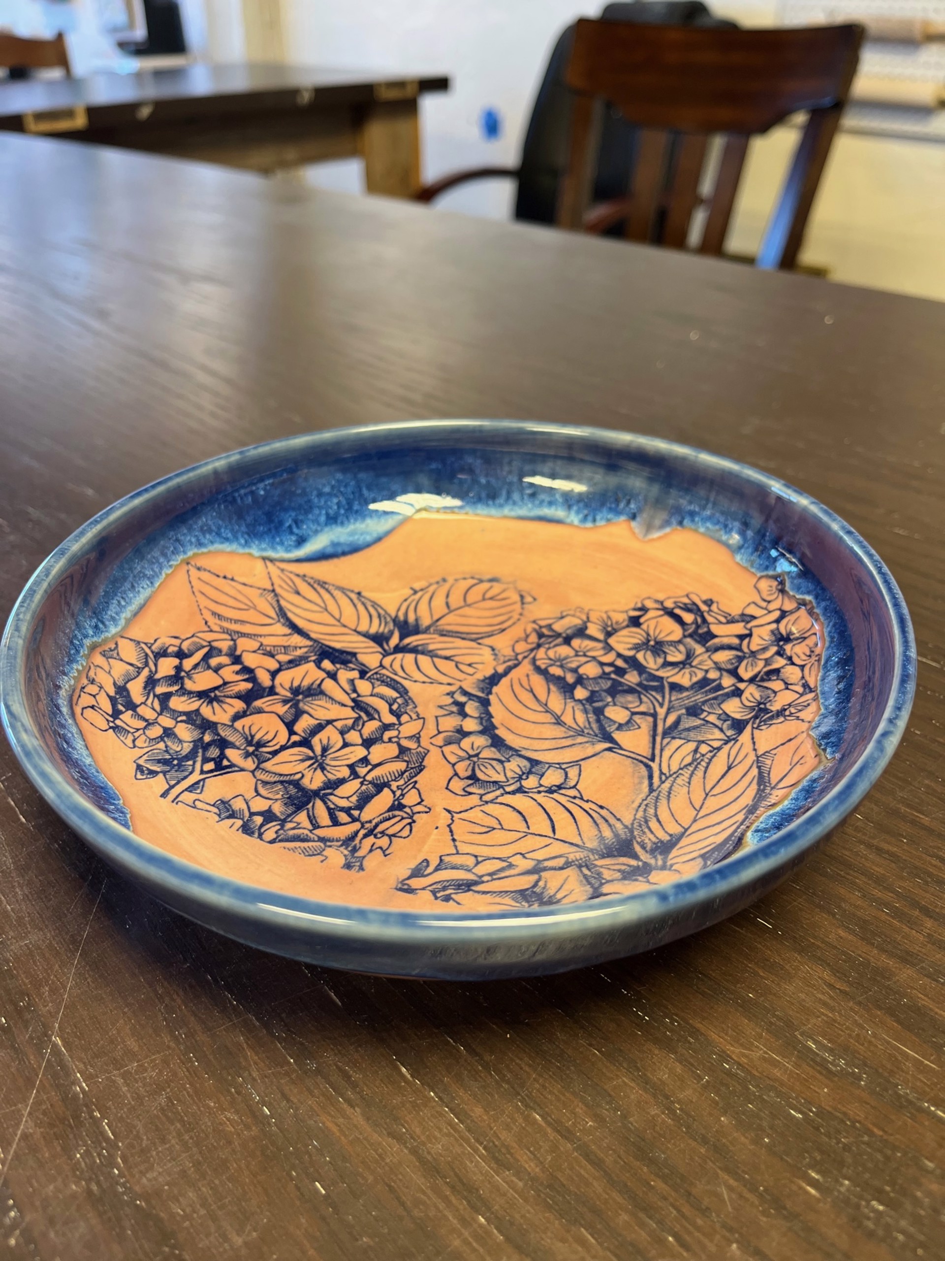 Pink & Blue Hydrangea Bowl by Katy Nickell
