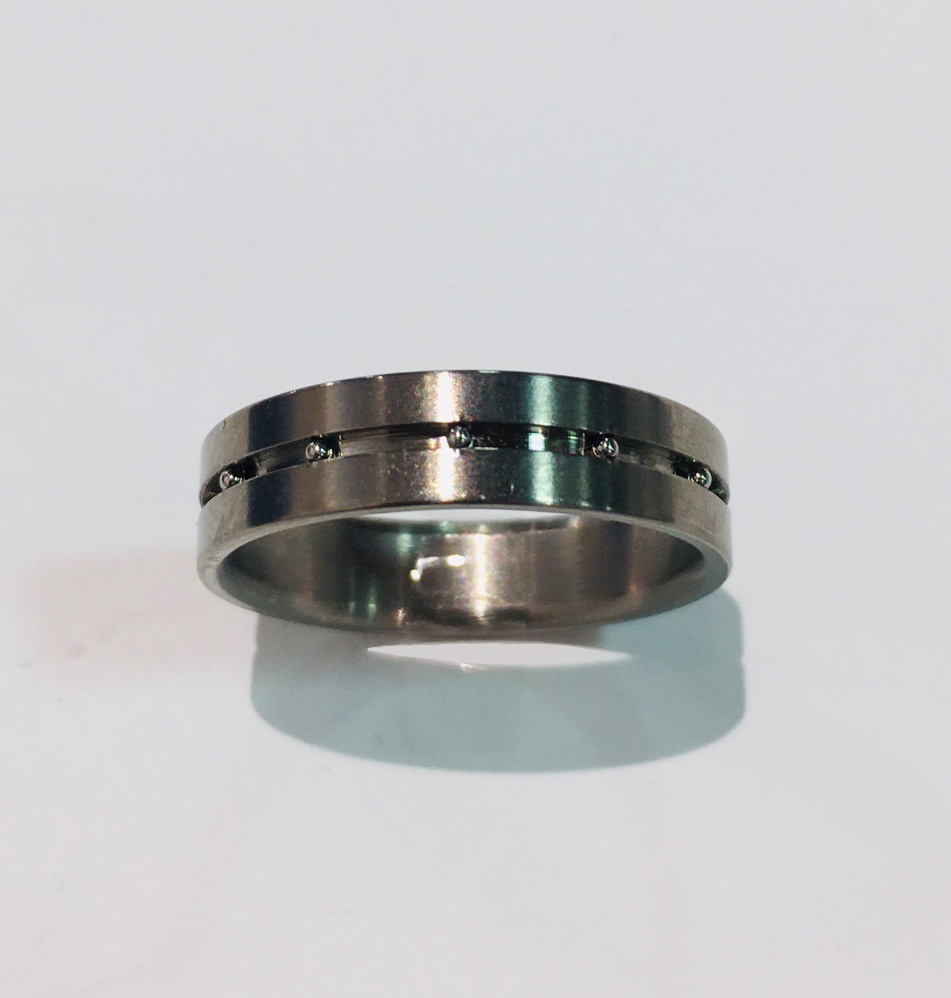 Titanium Band with Steel Balls in Center by WES & GOLD