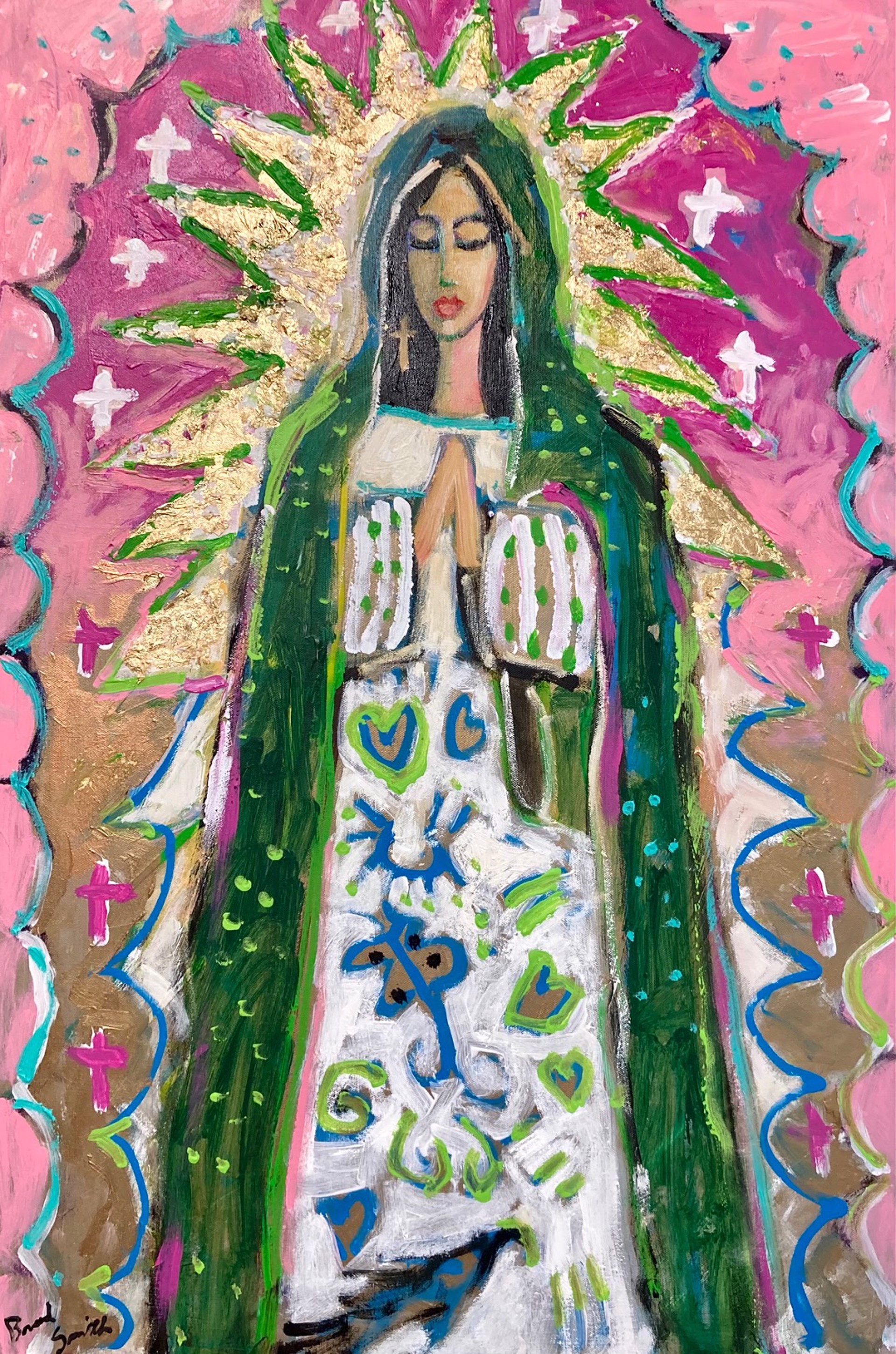 Virgin De Guadalupe with gold leaf by Brad Smith