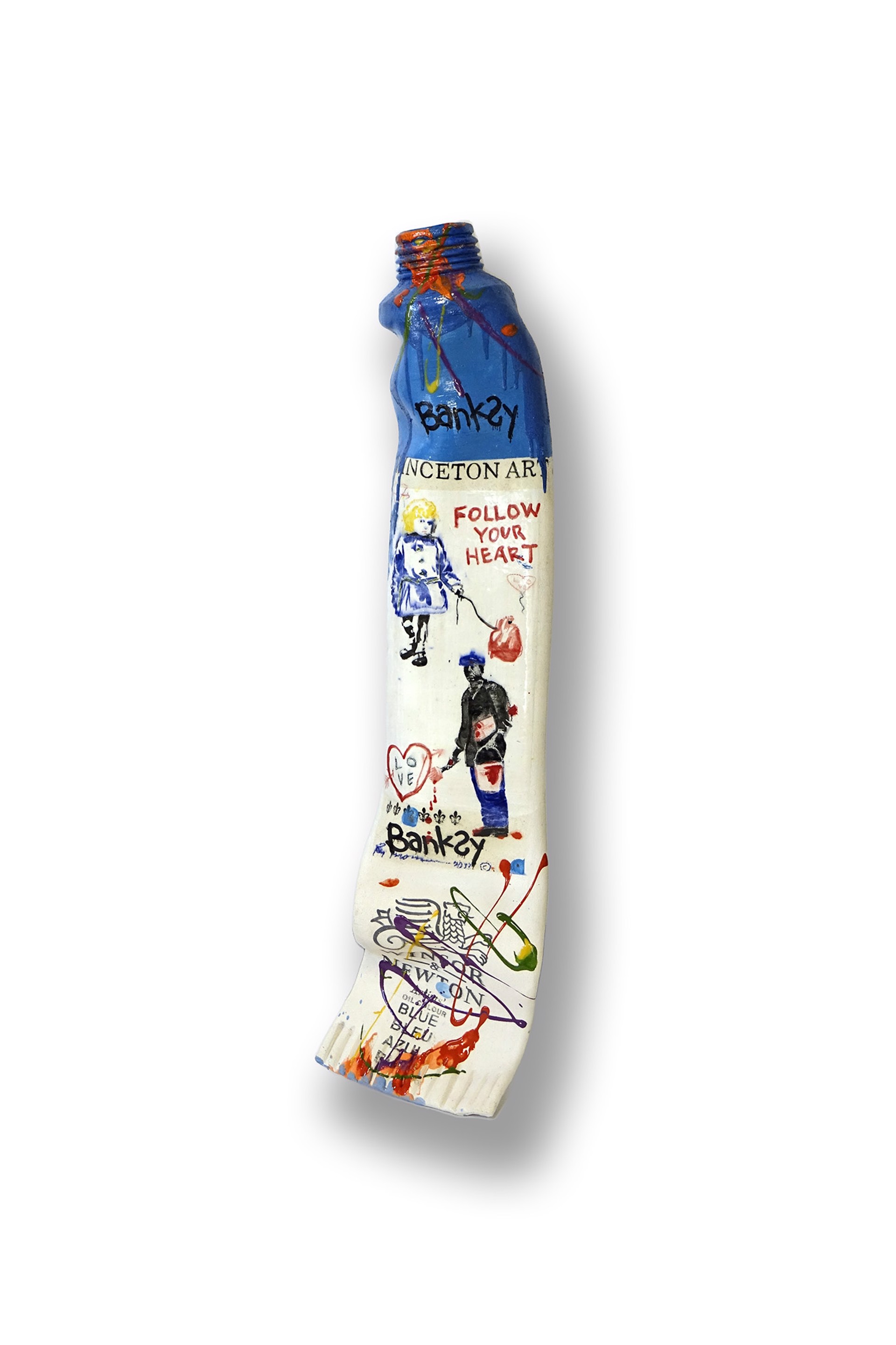 Blue Banksy Paint Tube with Squirt II by Ray Gross