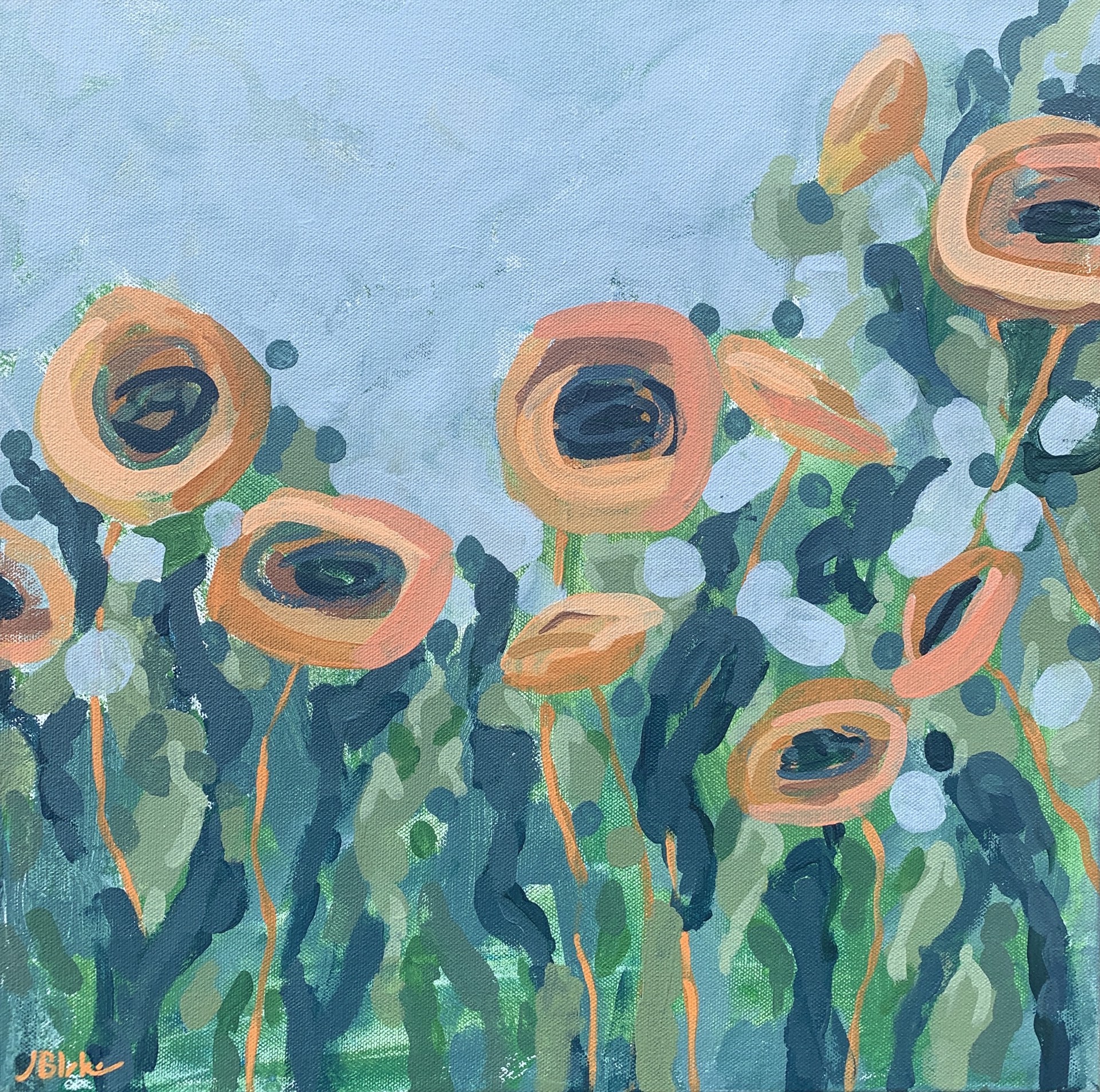 Orange Poppies + Dots by Julia Blake