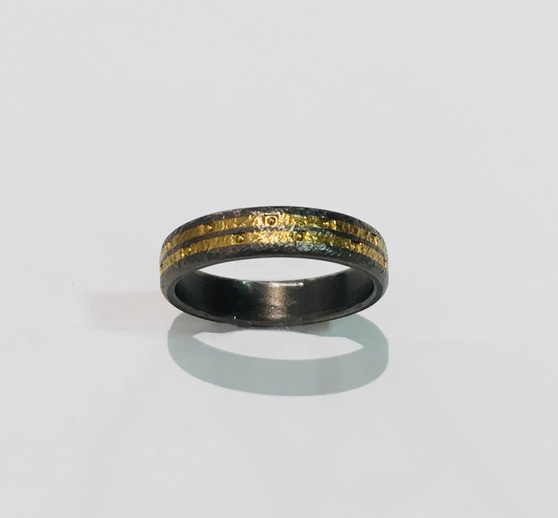 Titanium Two-Channel Band with 24k Gold by WES & GOLD