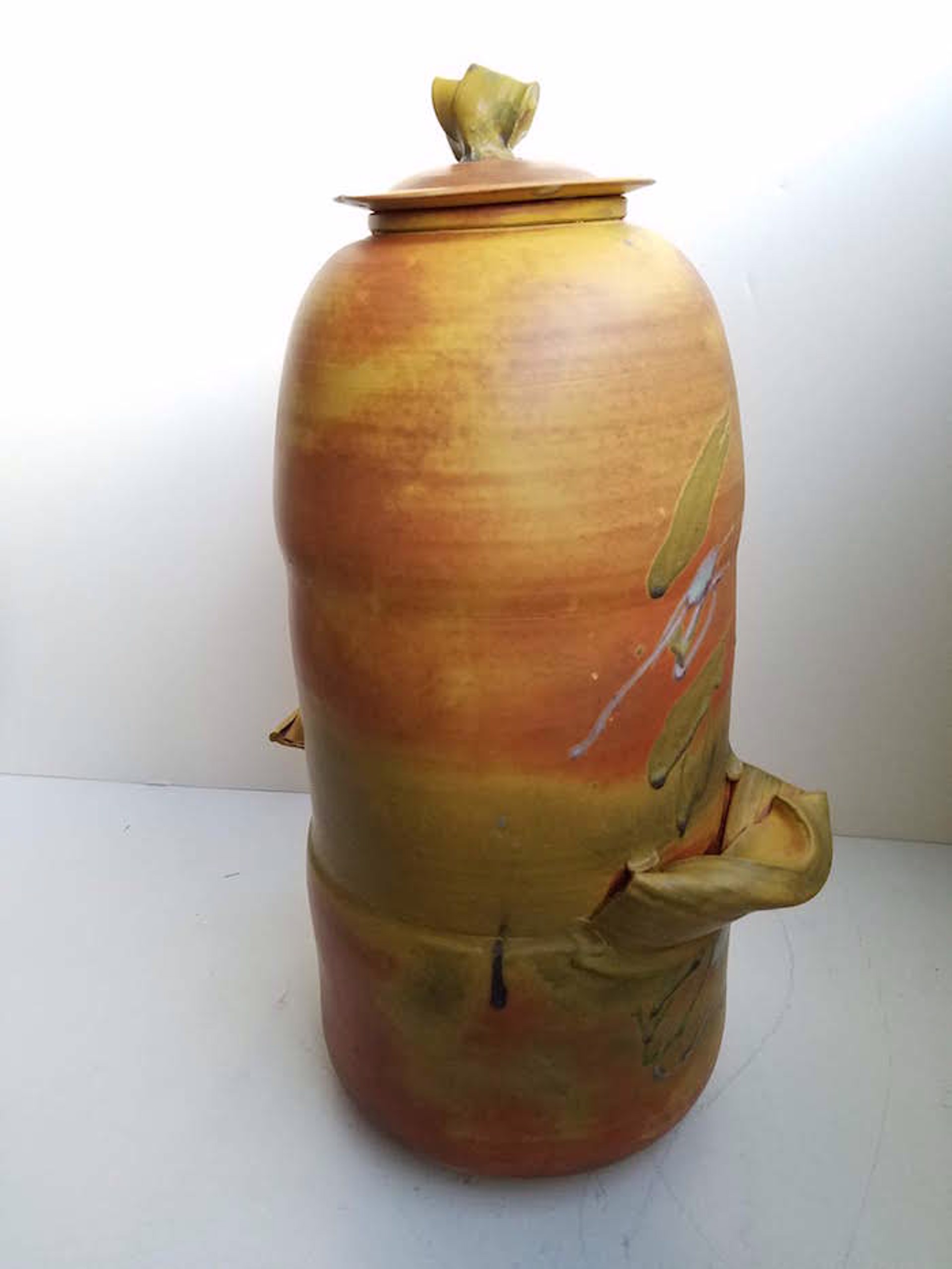 Tall Ocher Jar with Lid by Kayo O'Young