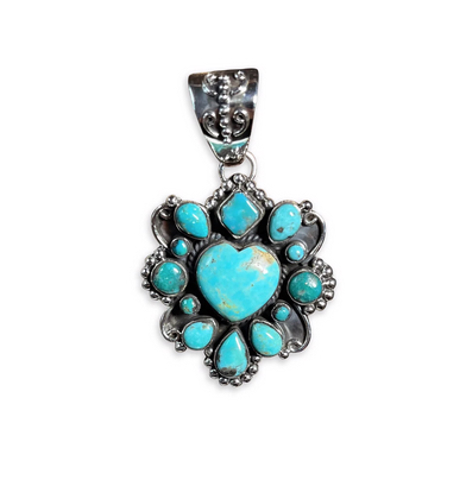 Pendant - Sterling Silver & Turquoise Lilac Cluster by Dan Dodson
