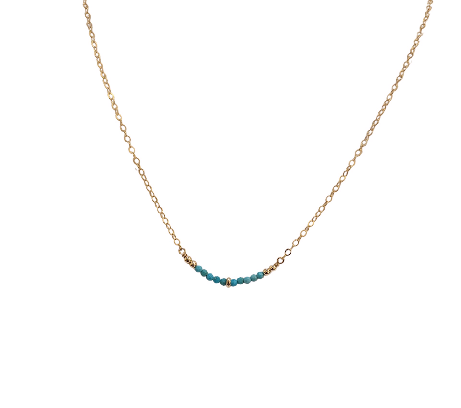 Necklace -  Sleeping Beauty Turquoise Crescent 14K Gold Filled by Julia Balestracci