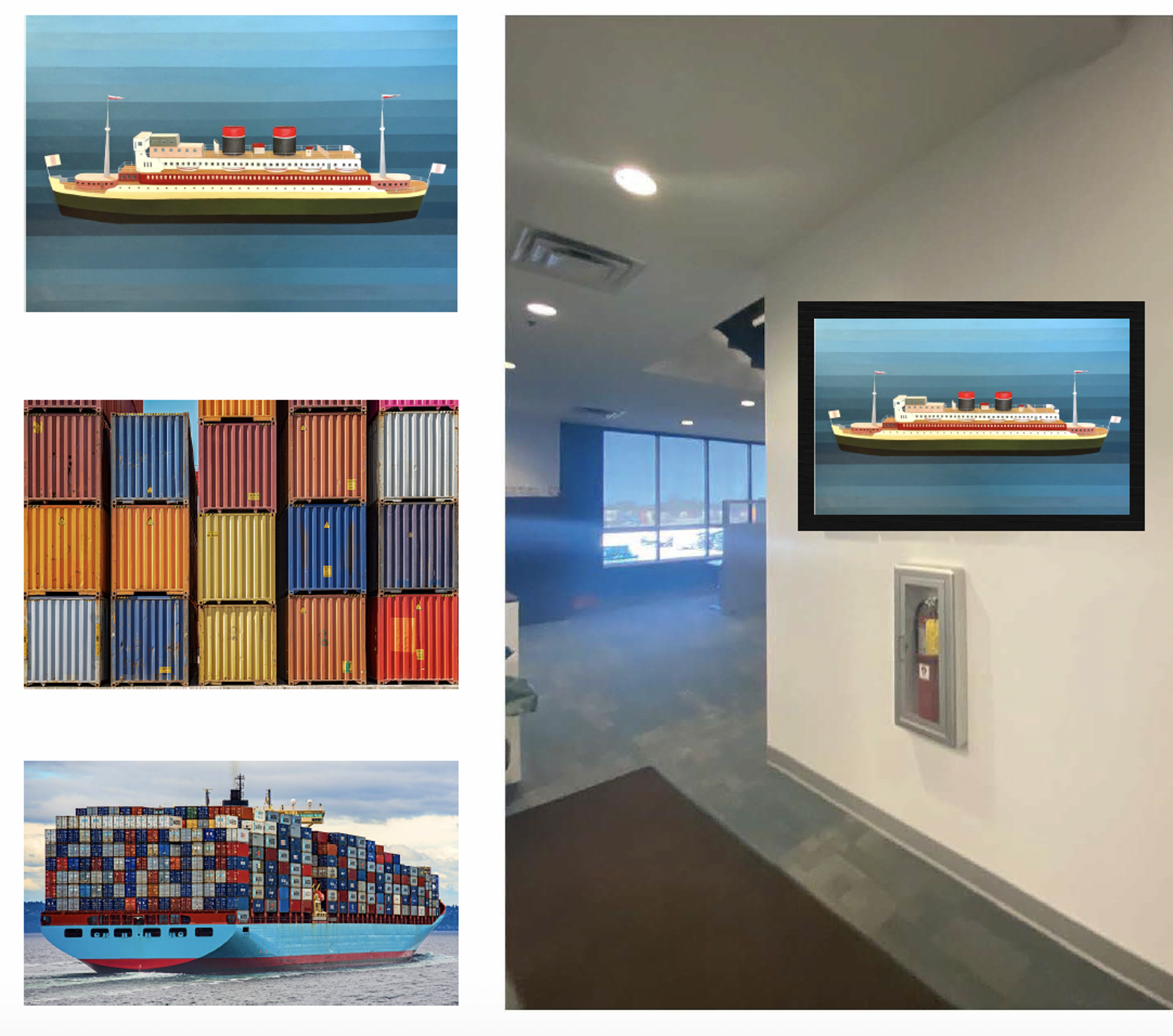 Custom Container Ship Painting by Angela Burson