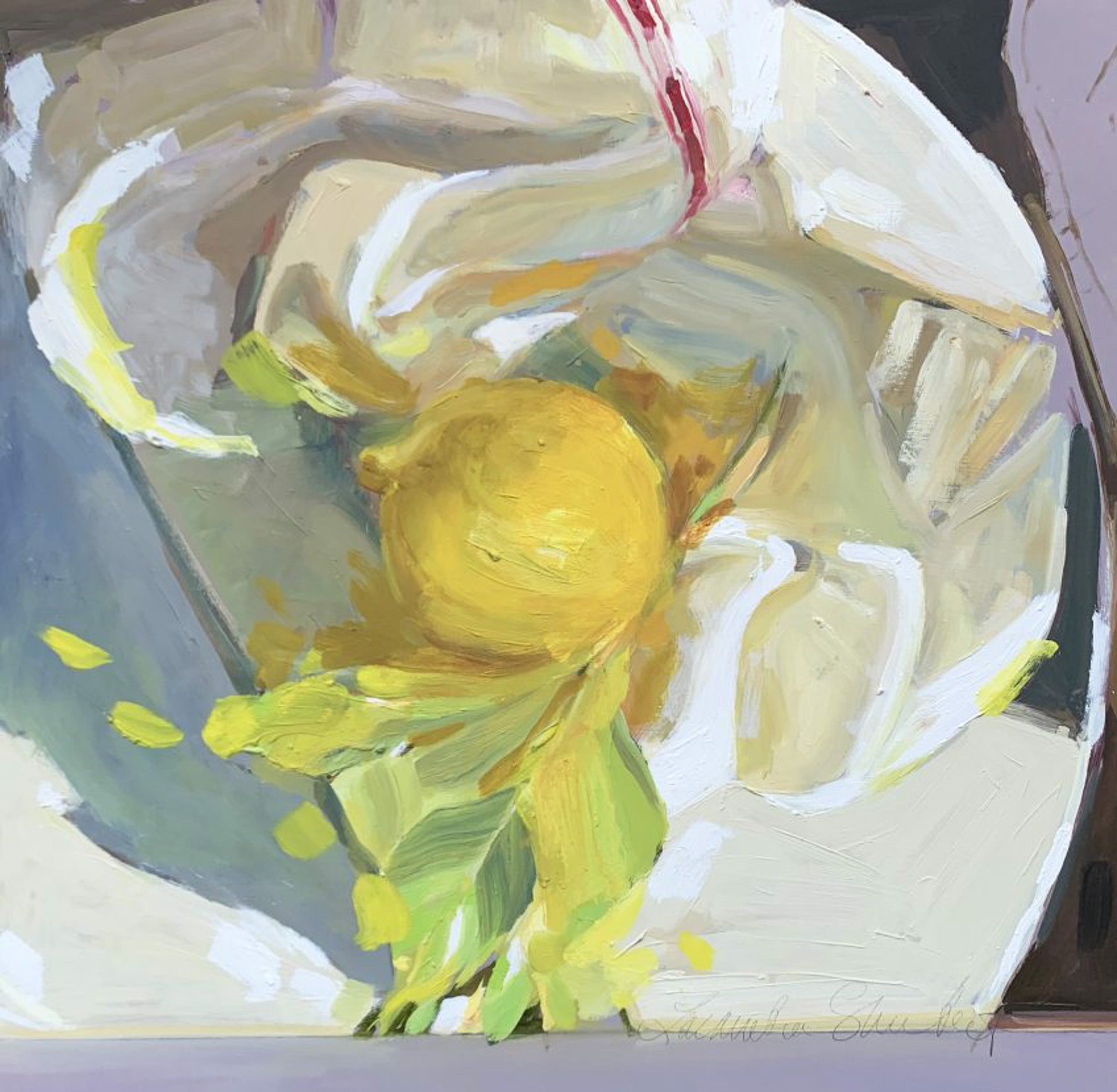 Lemon on a Dishtowel by Laura Lacambra Shubert