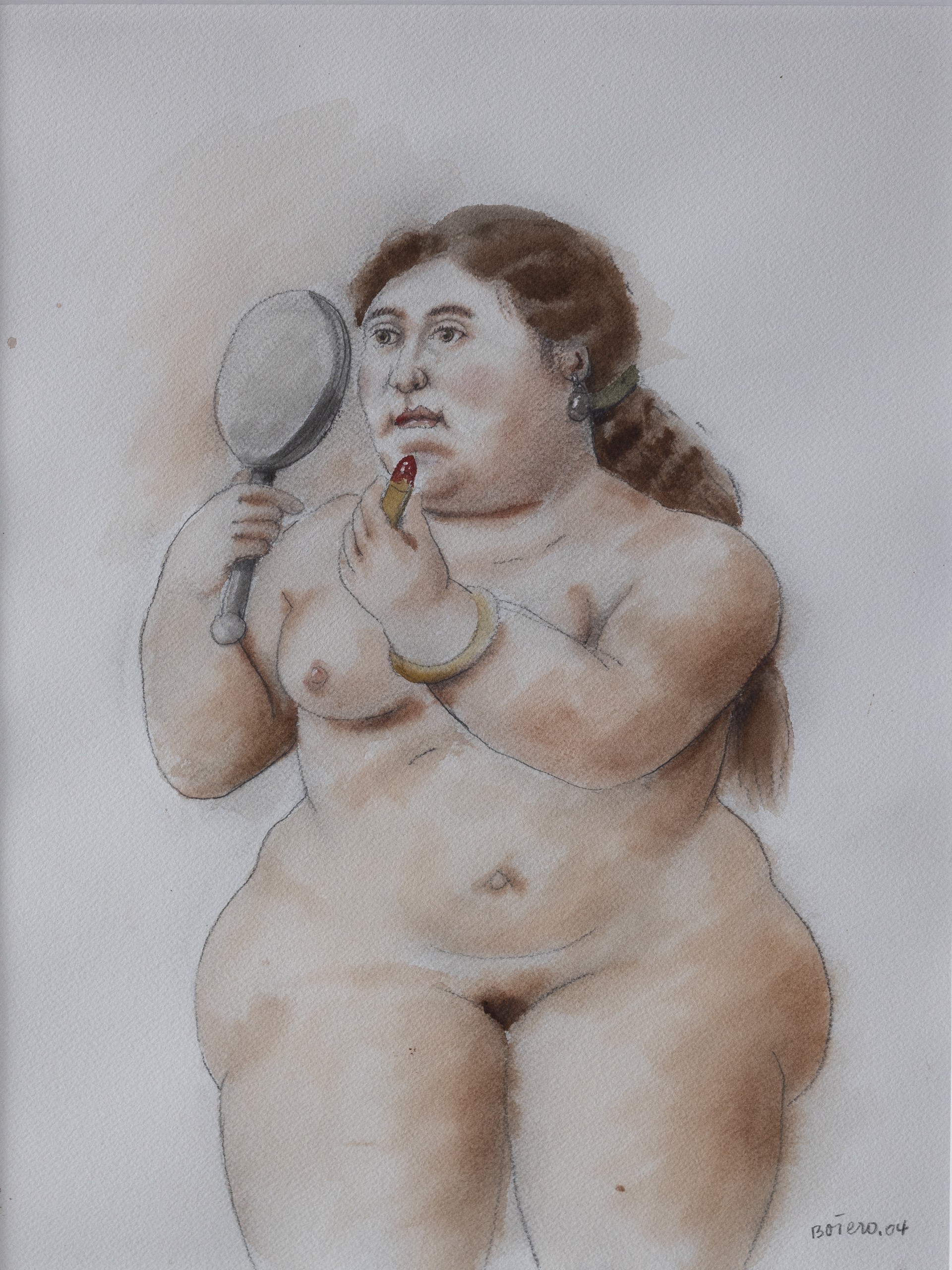 Women with a mirror by Fernando Botero