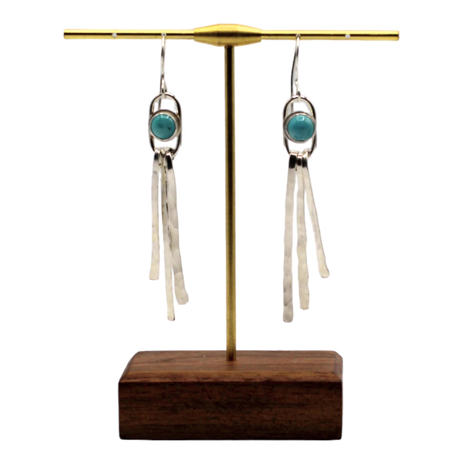 Turquoise Dot Fringe Earrings by Emily Dubrawski