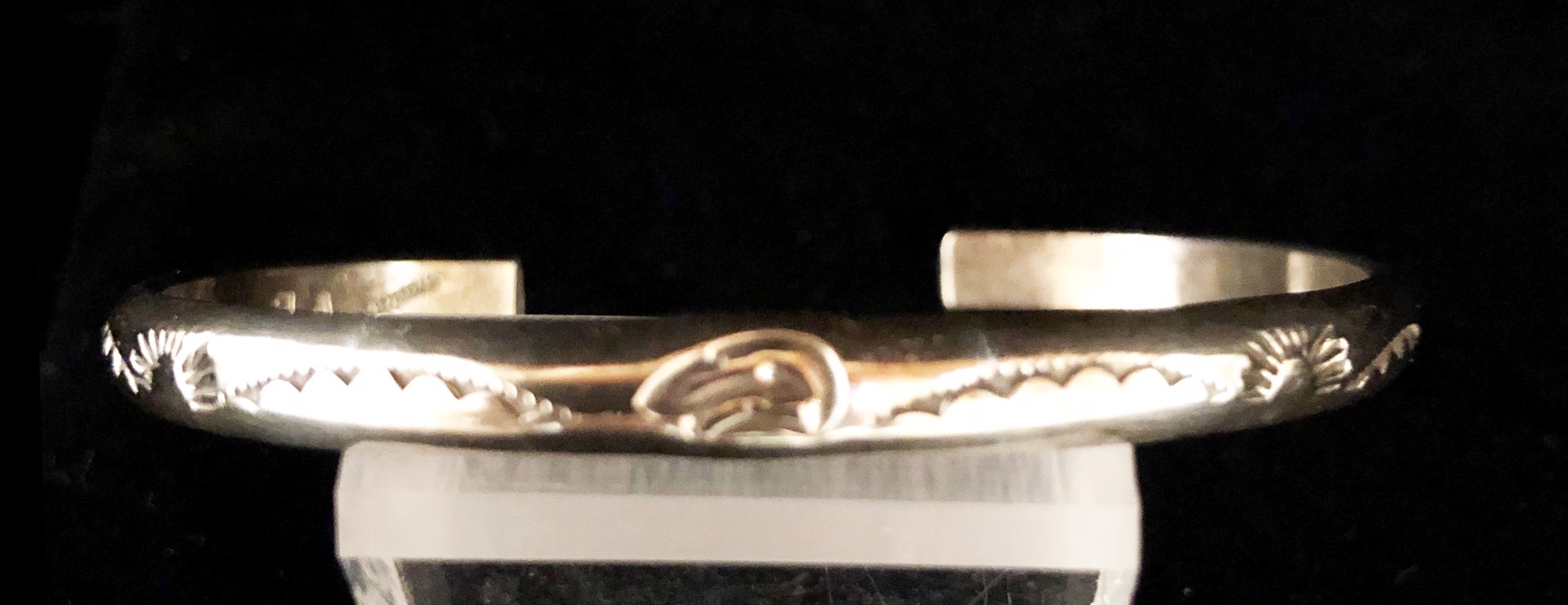 bracelet 14: Sterling Silver Navajo Stackable Thin Cuff Bracelet