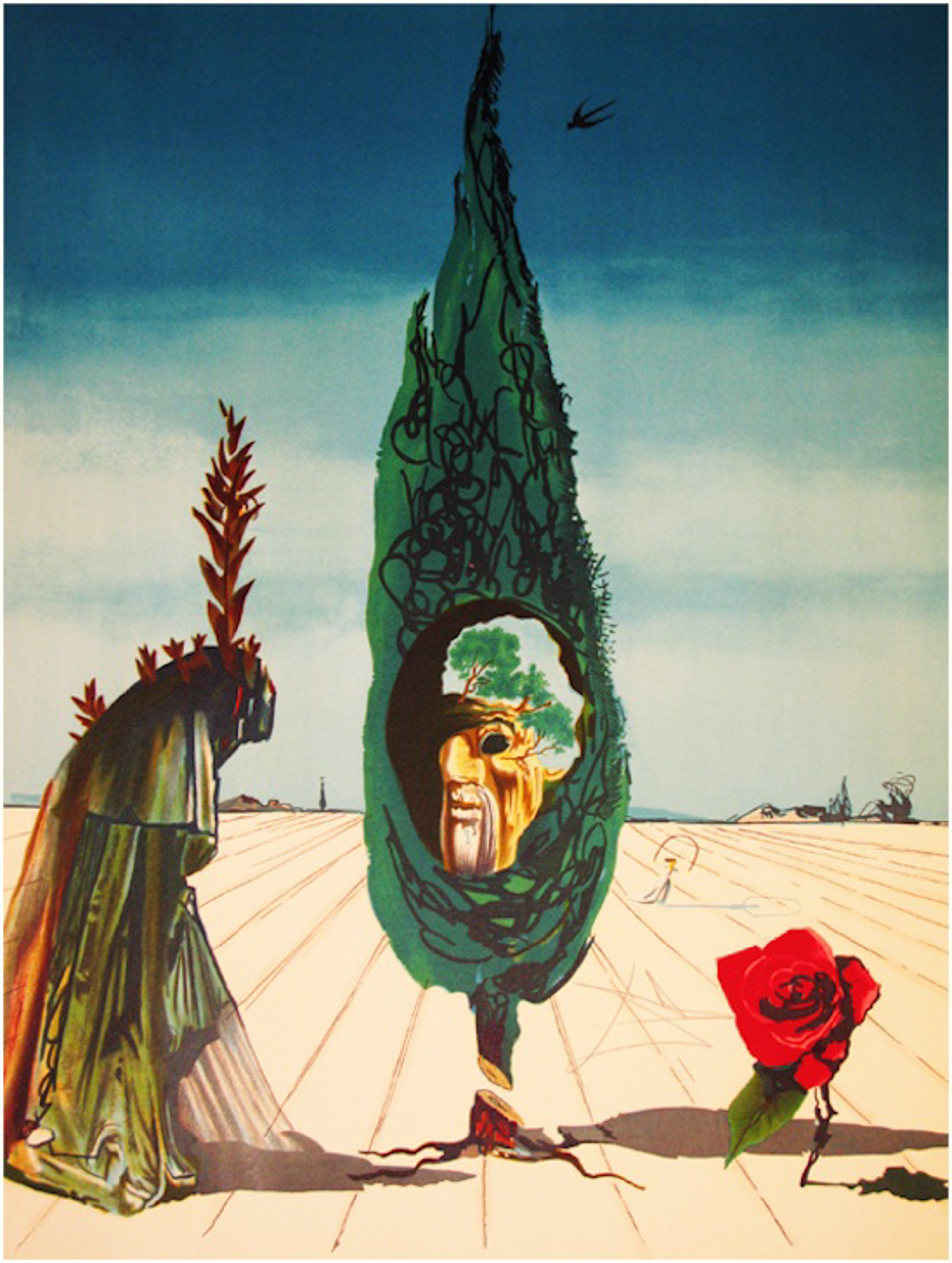 Enigma of the Rose/Death (from Visions Surrealiste Suite of 4) by Salvador Dali