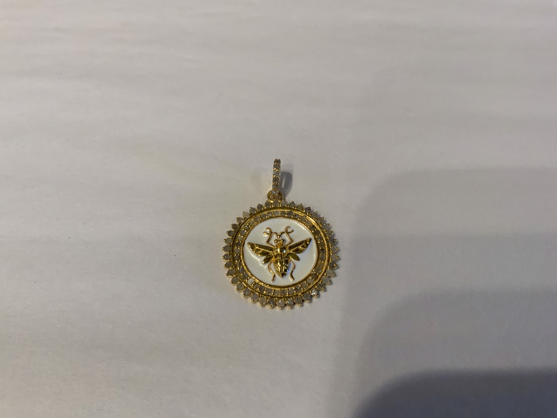 Gold Vermeil White Bee Pendant by Karen Birchmier