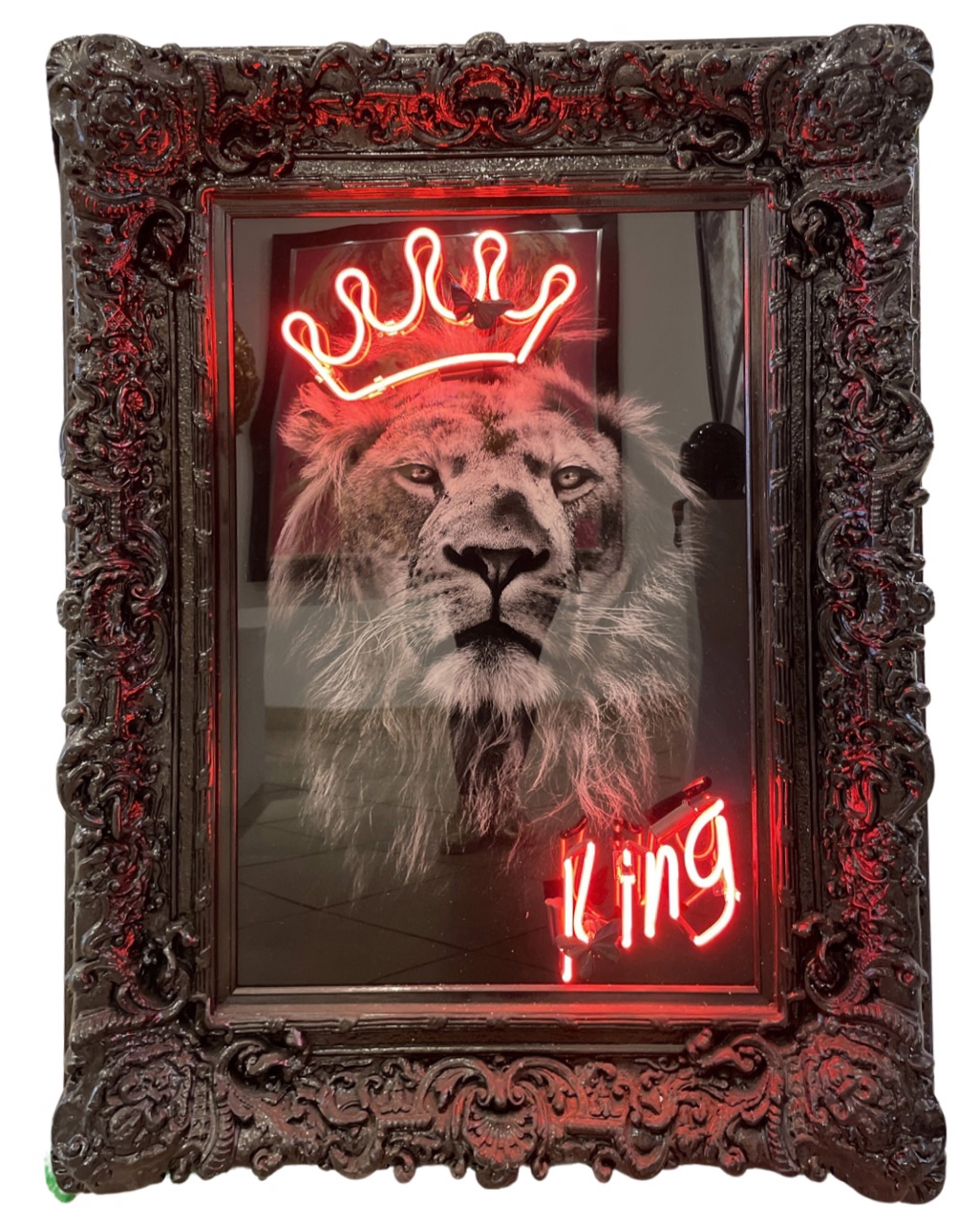"Lion King" with Red Neon by Behind Pink Walls