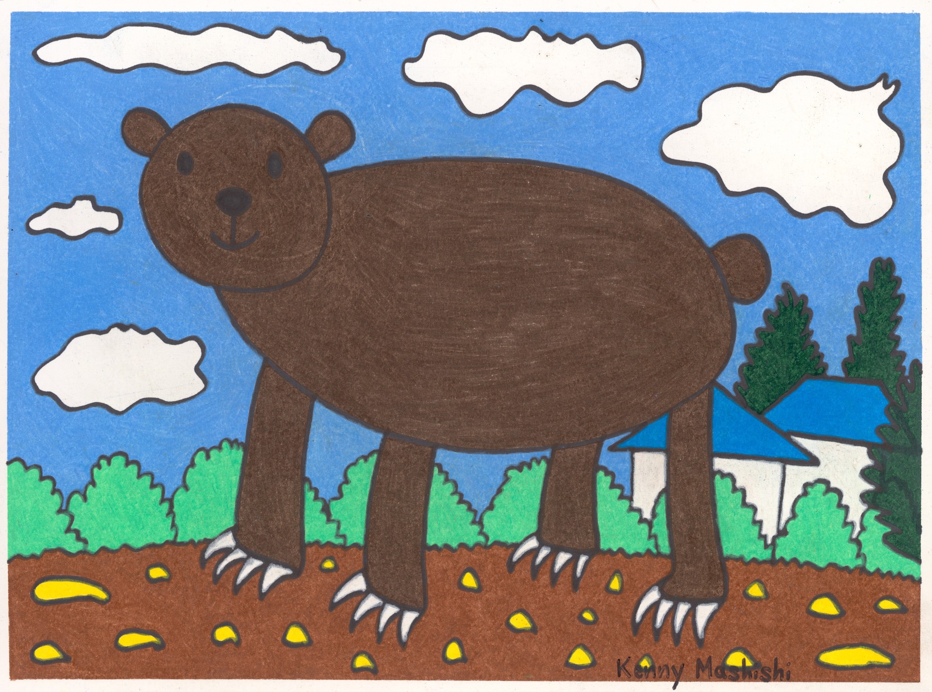 A Bear (FRAMED) by Kenny Mashishi