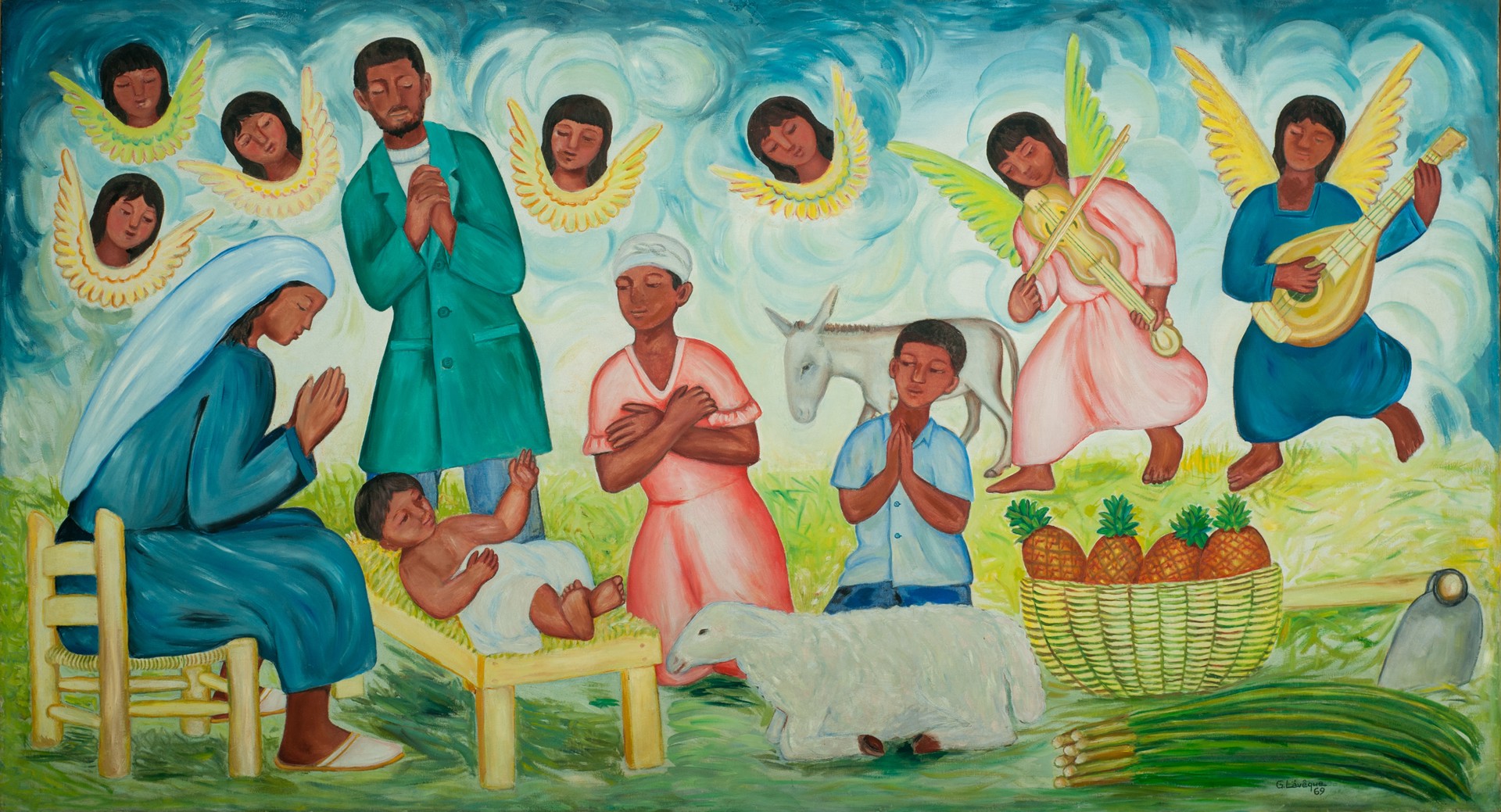 The Nativity #65-3-96GSN by Gabriel Leveque (Haitian, 1923-2013)