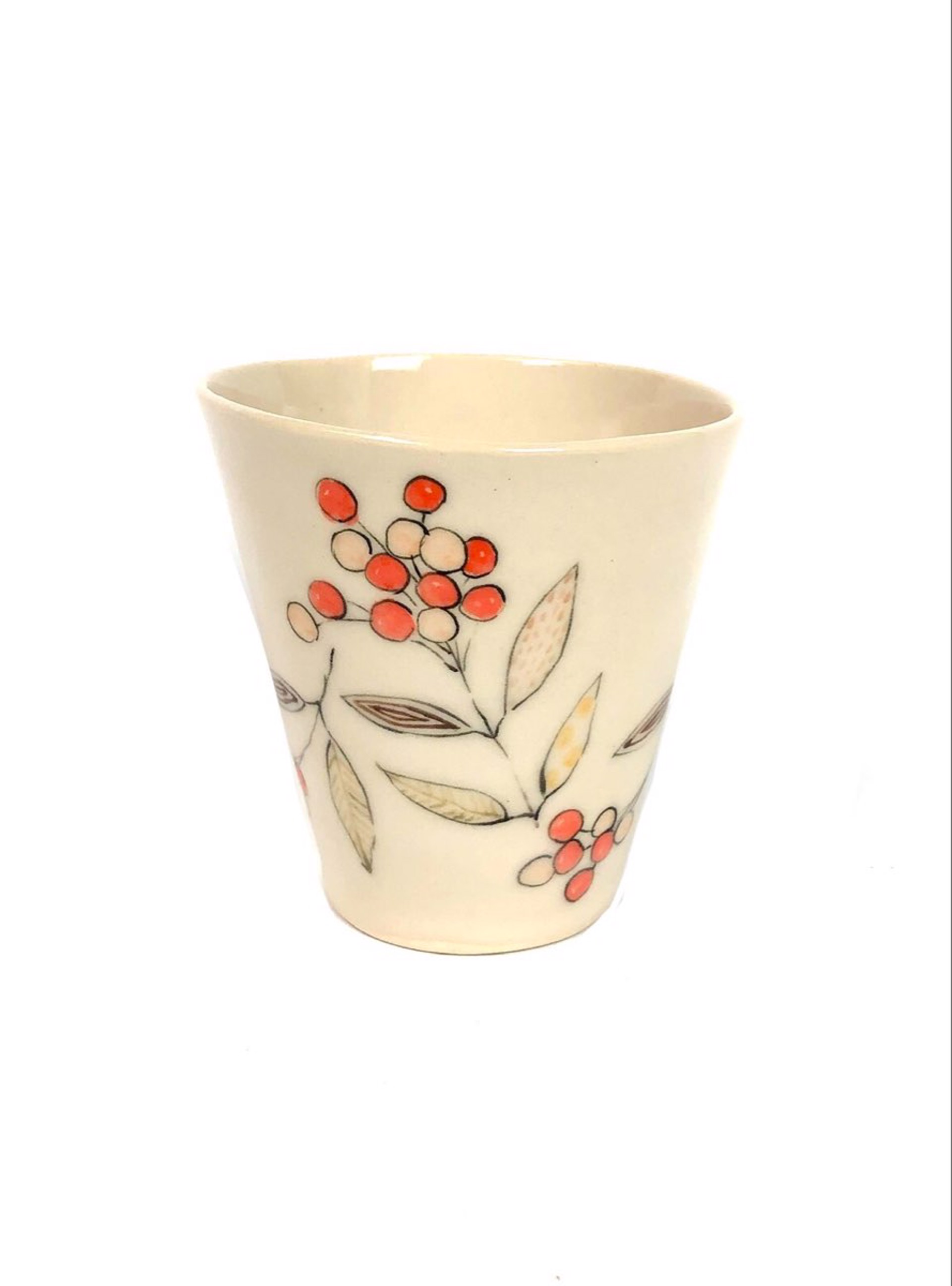 Tall Cup with Orange Berries Design by Mari Kuroda
