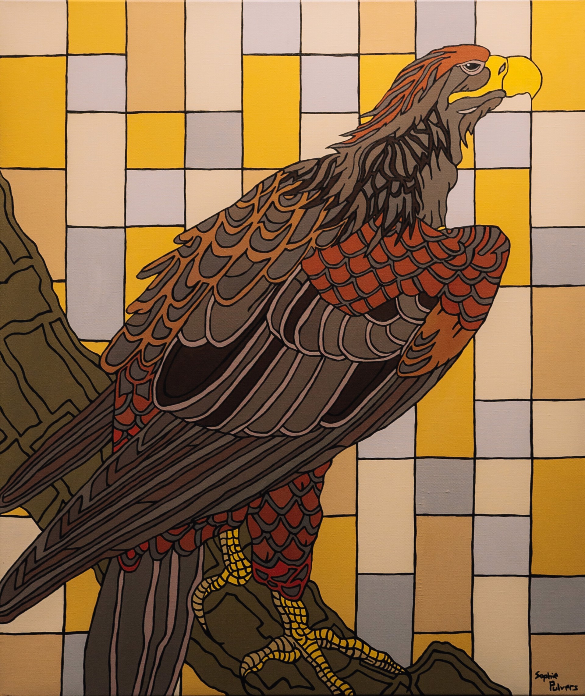 A Hawk, after painting by Ohara Koson by Sophie Pulvers