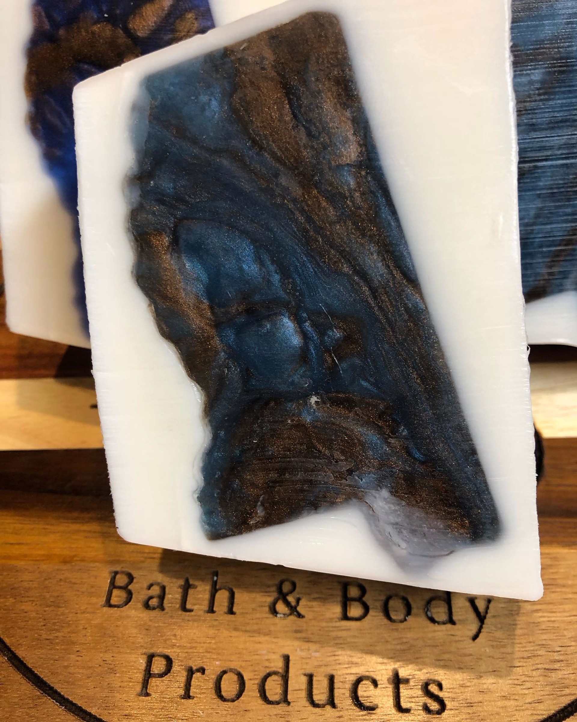 MS Goats Milk Soap Bath Bars Blue and Gold by Delta Soaps and Scents