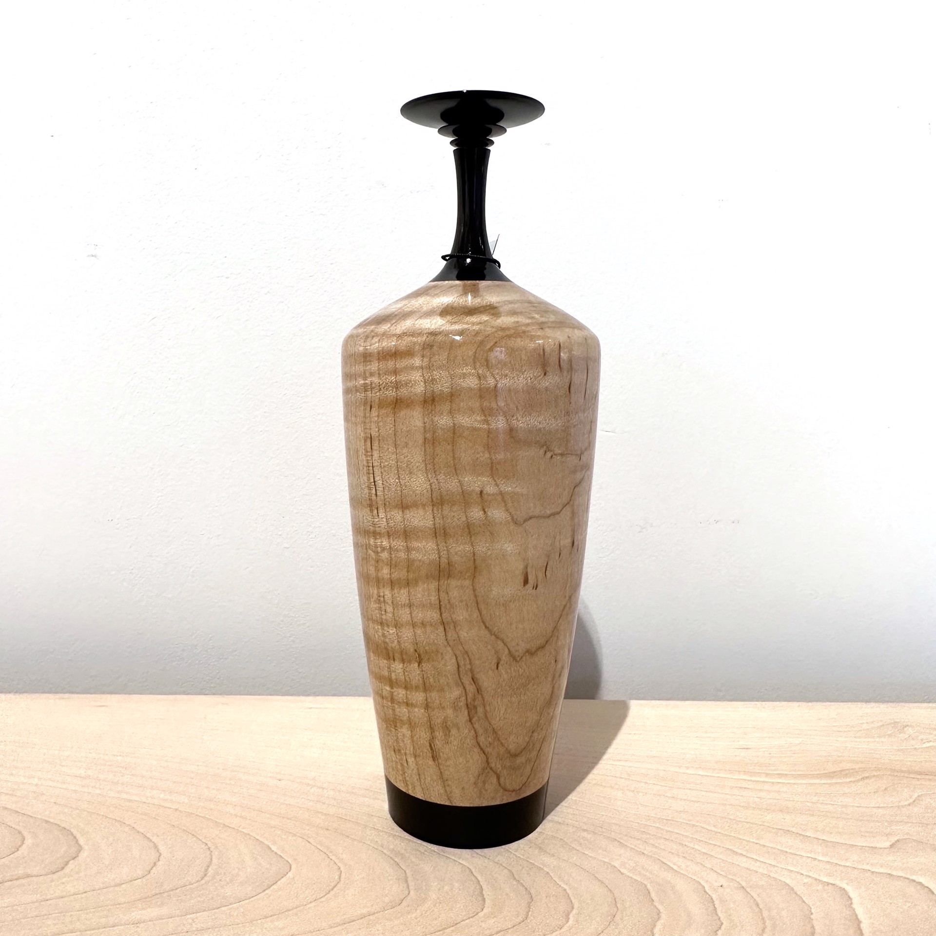 Blackwood and Ebonized Hardwood and Curly Maple Vase by Paul Gray Diamond