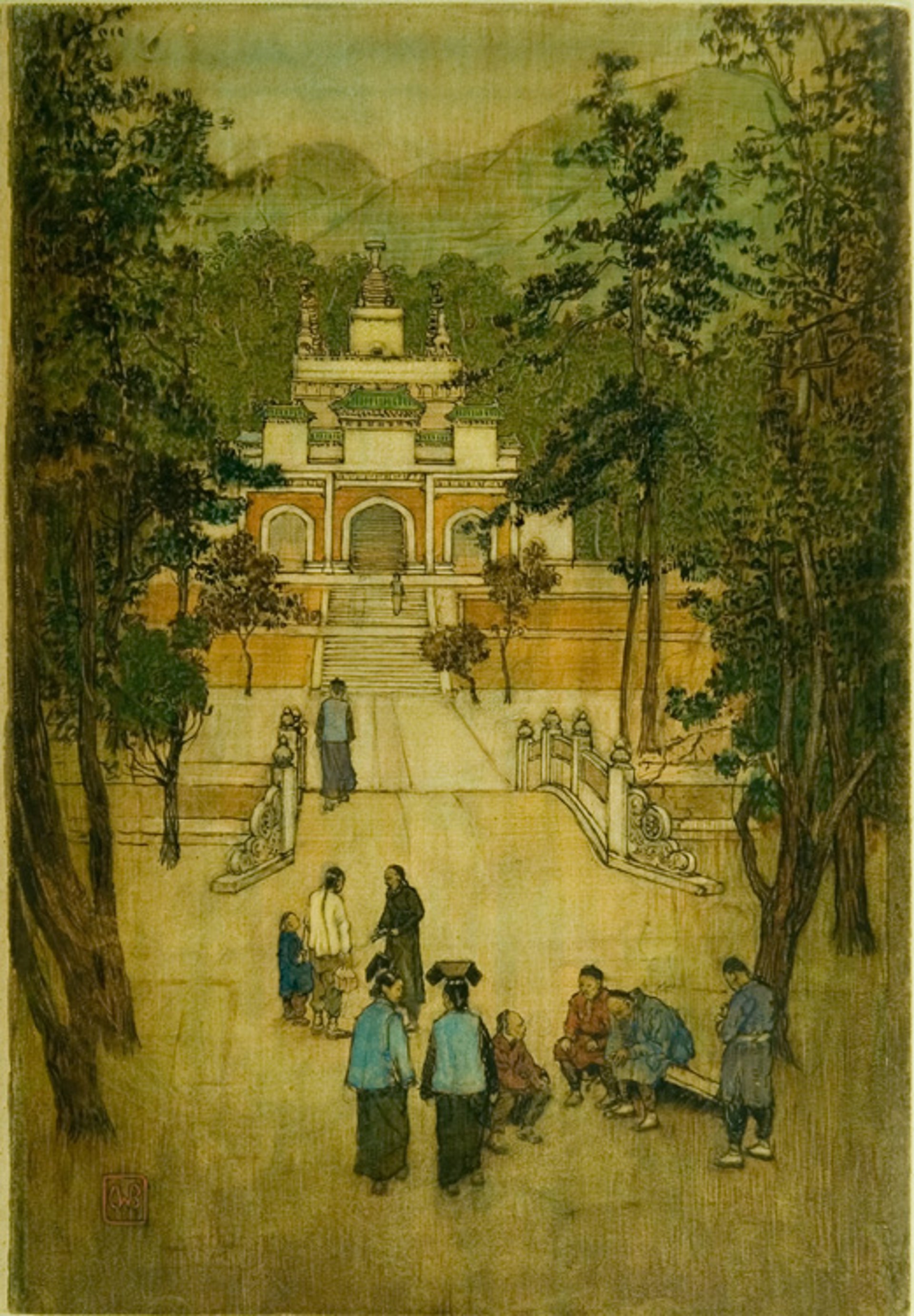 Temple of the Azure Clouds, Western Hills, Peking by Charles Bartlett