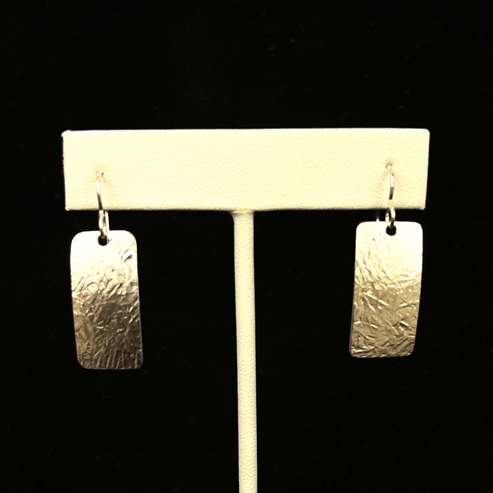 Textured Sterling Rectangle Earrings by Nichole Collins