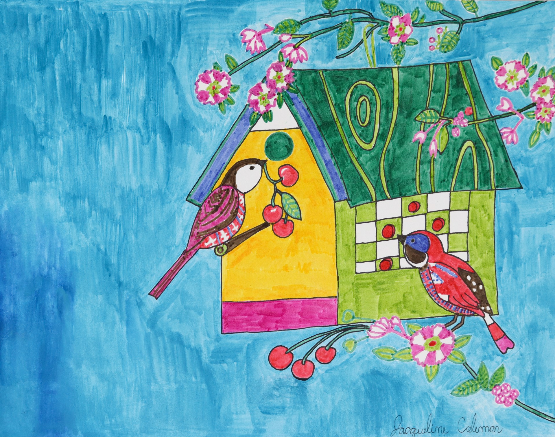 A Colorful Birdhouse by Jacqueline Coleman