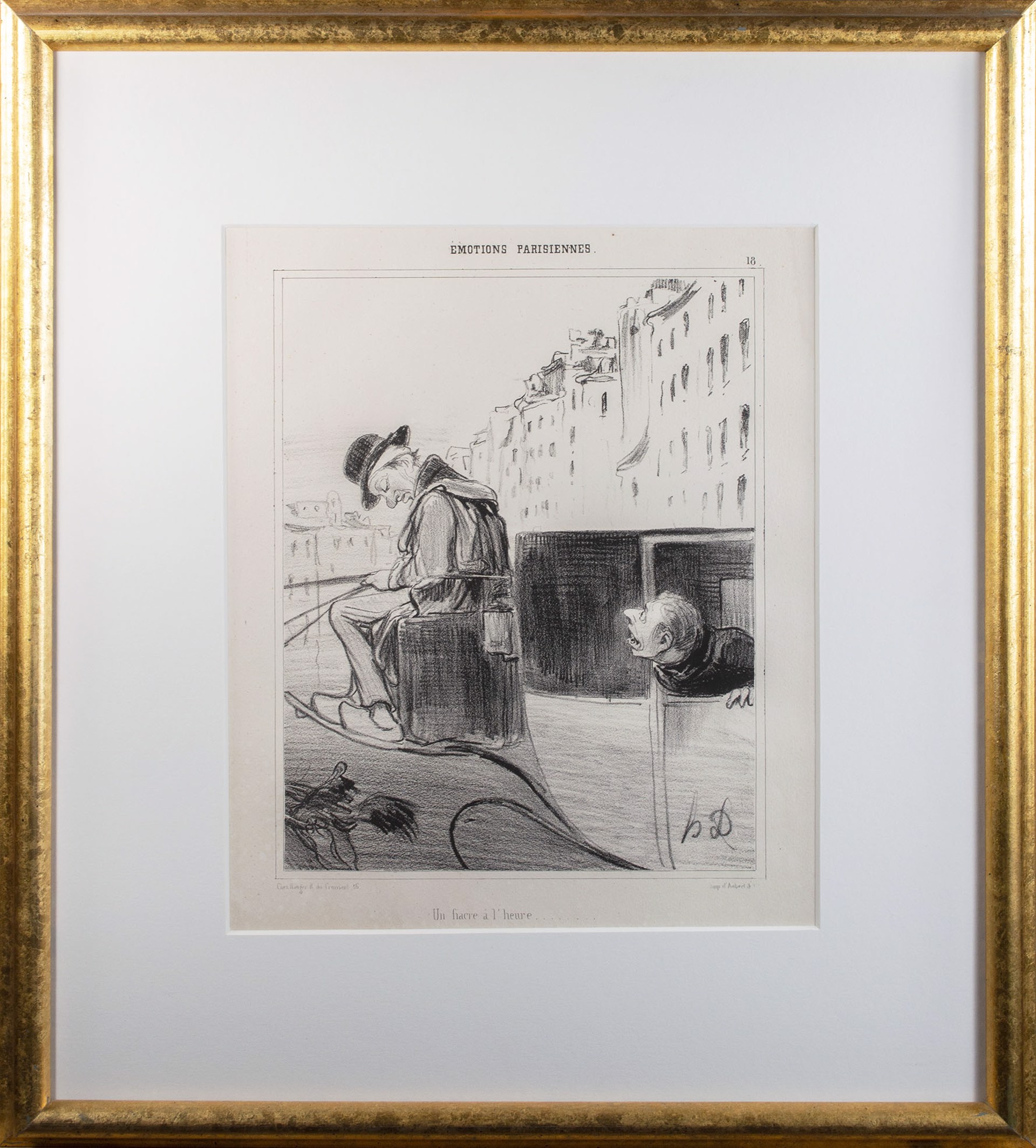 Un fiacre a l'heure... (Emotions Parisiennes), No. 18 from Le Charivari by Honore Daumier