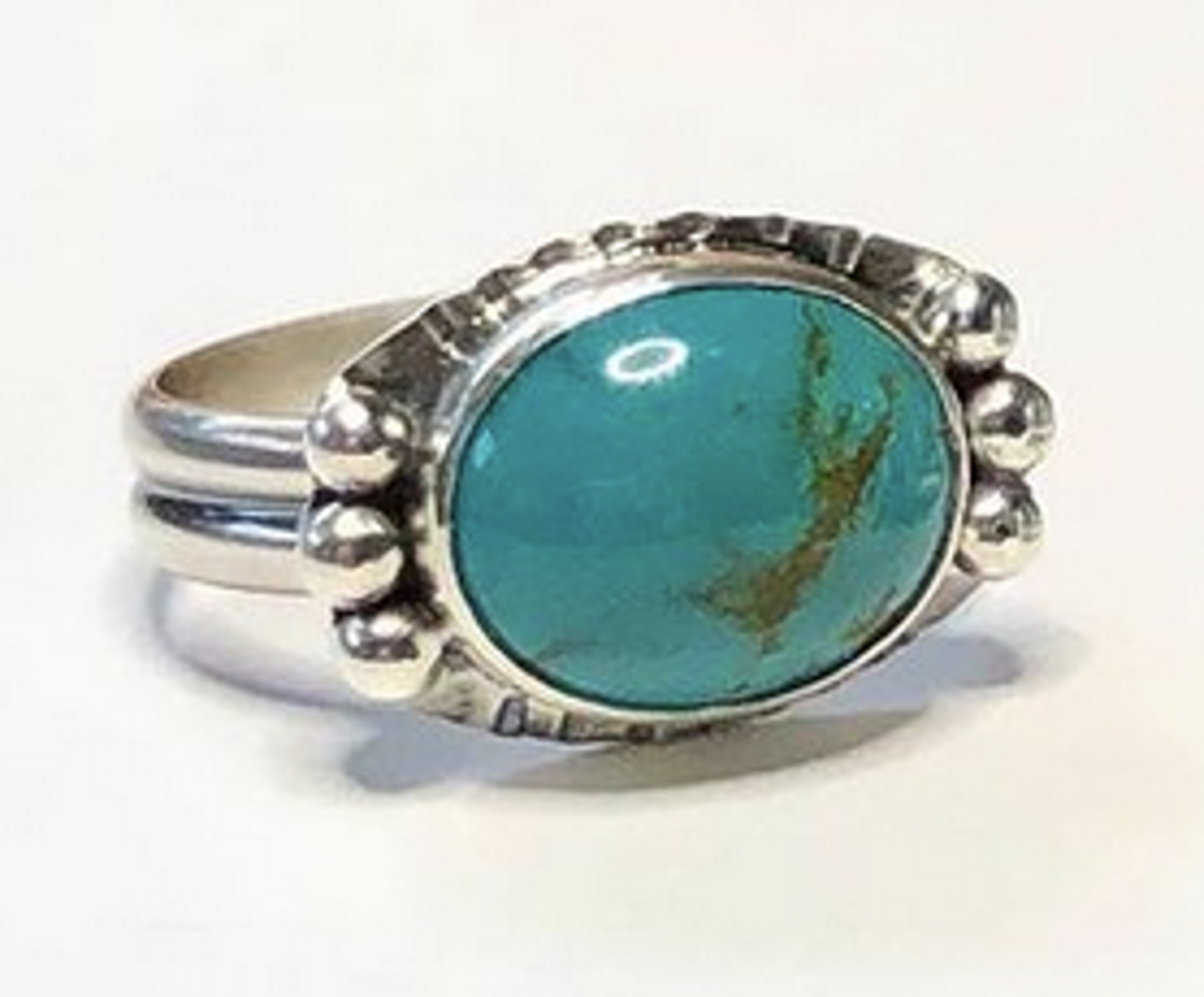 Turquoise Oval w/Granules, Sterling Silver Ring by Amelia Whelan