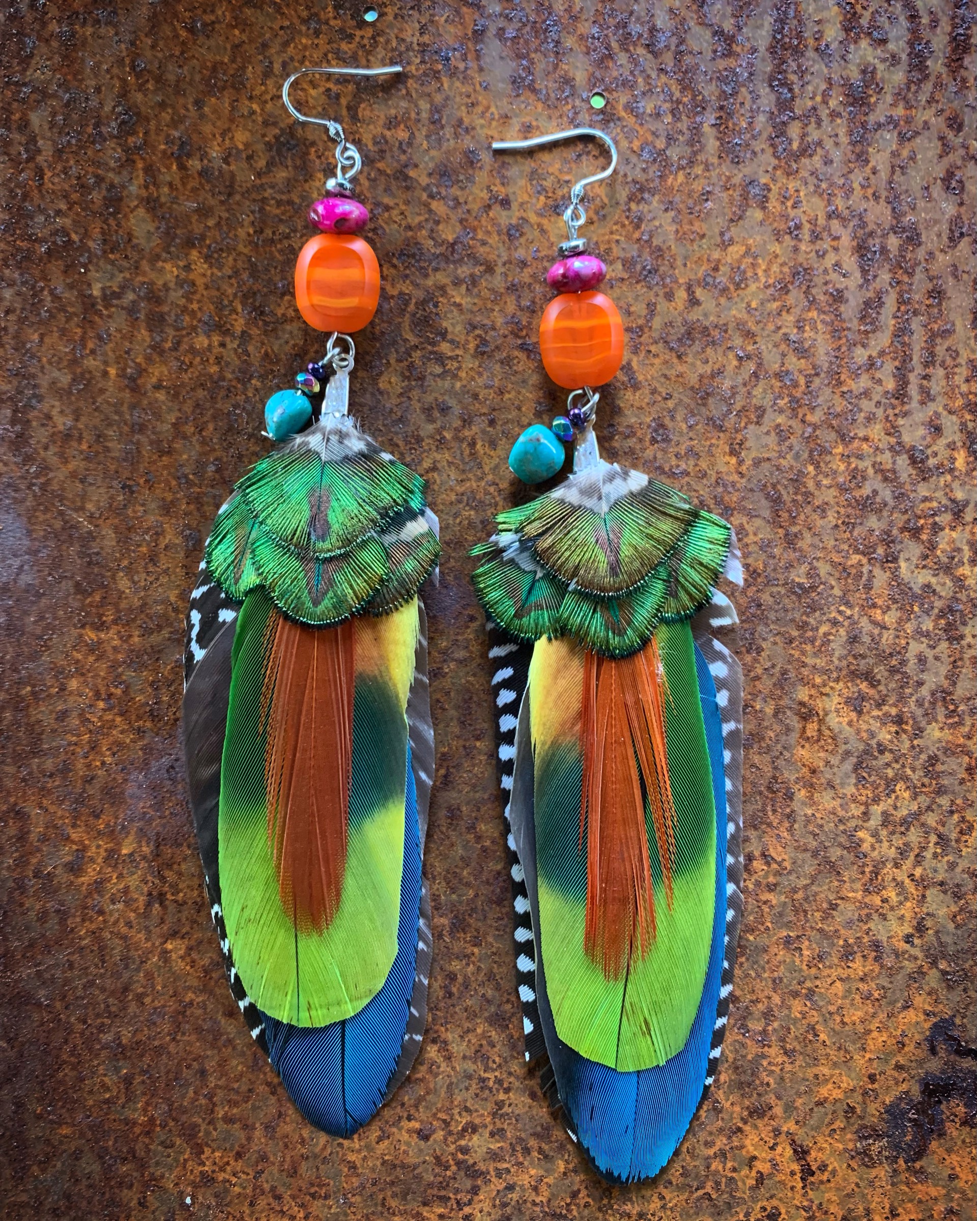 K672 Ethically Sourced Parrot Earrings Eye Candy by Kelly Ormsby