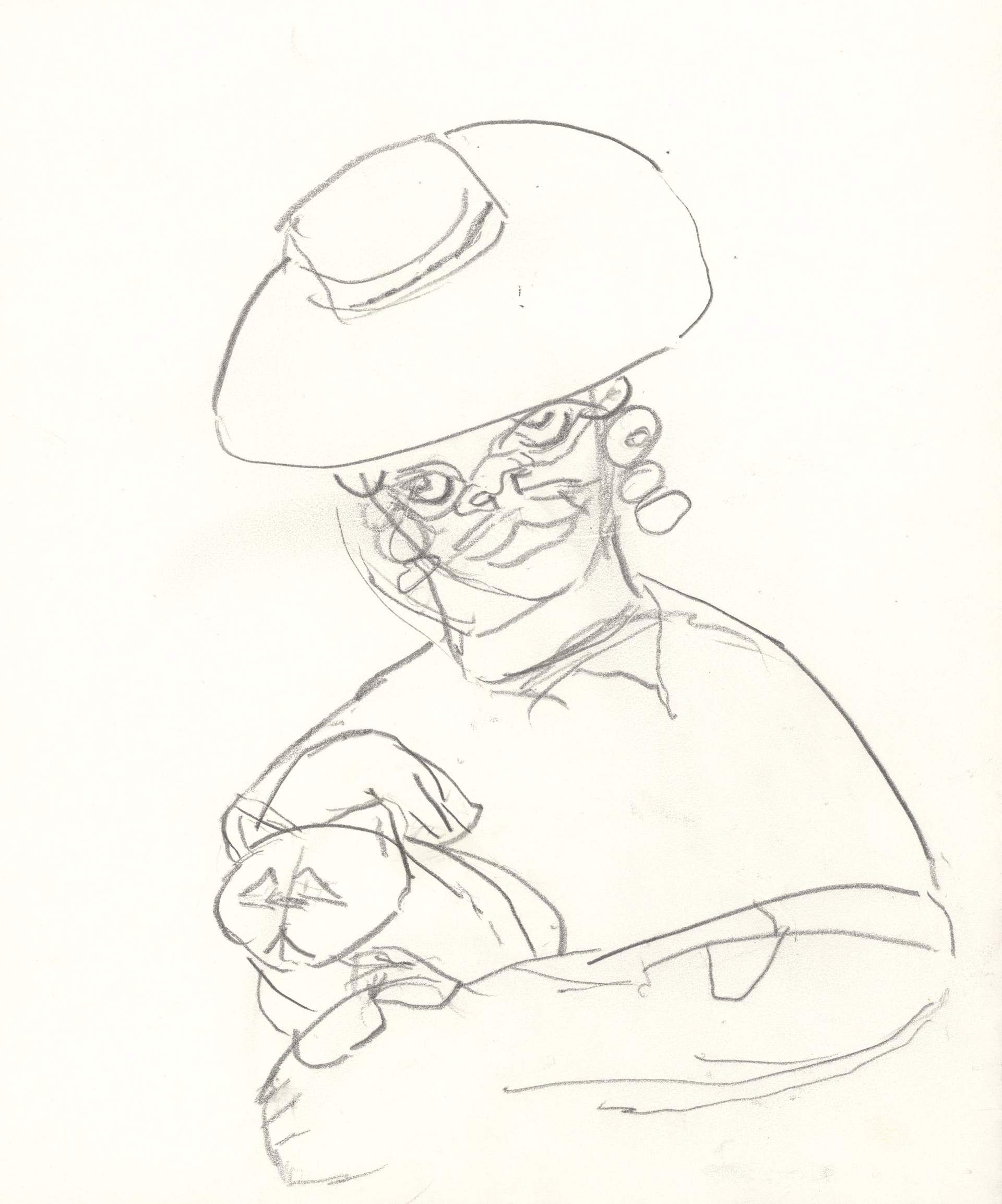 Woman with Cat and Hat by Egbert "Clem" Evans
