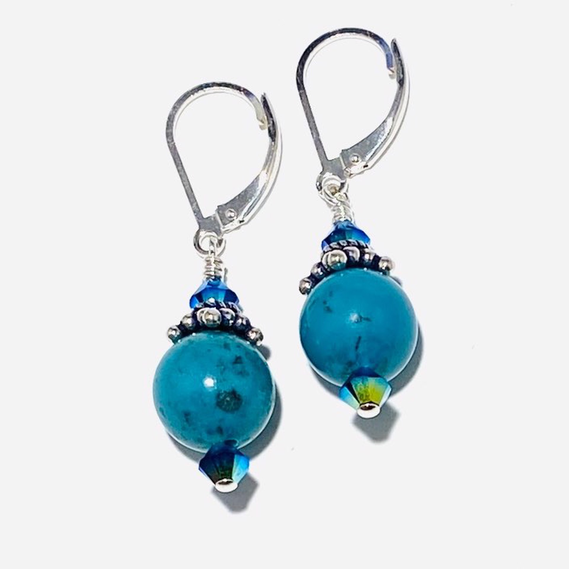 Turquoise and Swarovski Crystal Earrings SHOSH23-22 by Shoshannah Weinisch