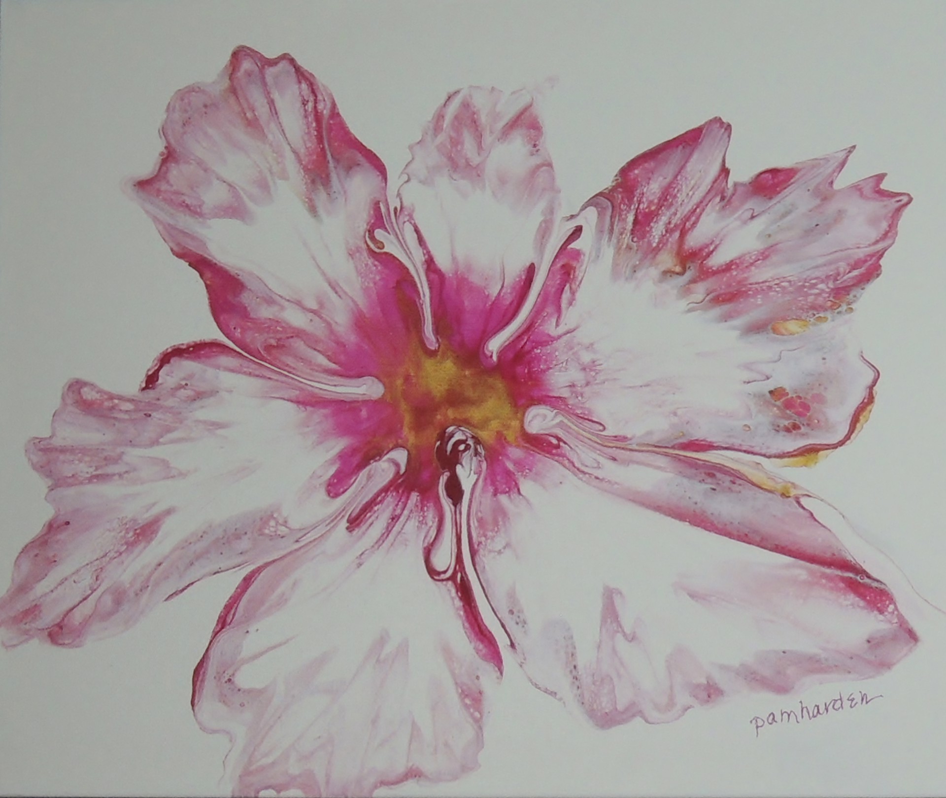 Pink & Gold Flower by Pam Harden