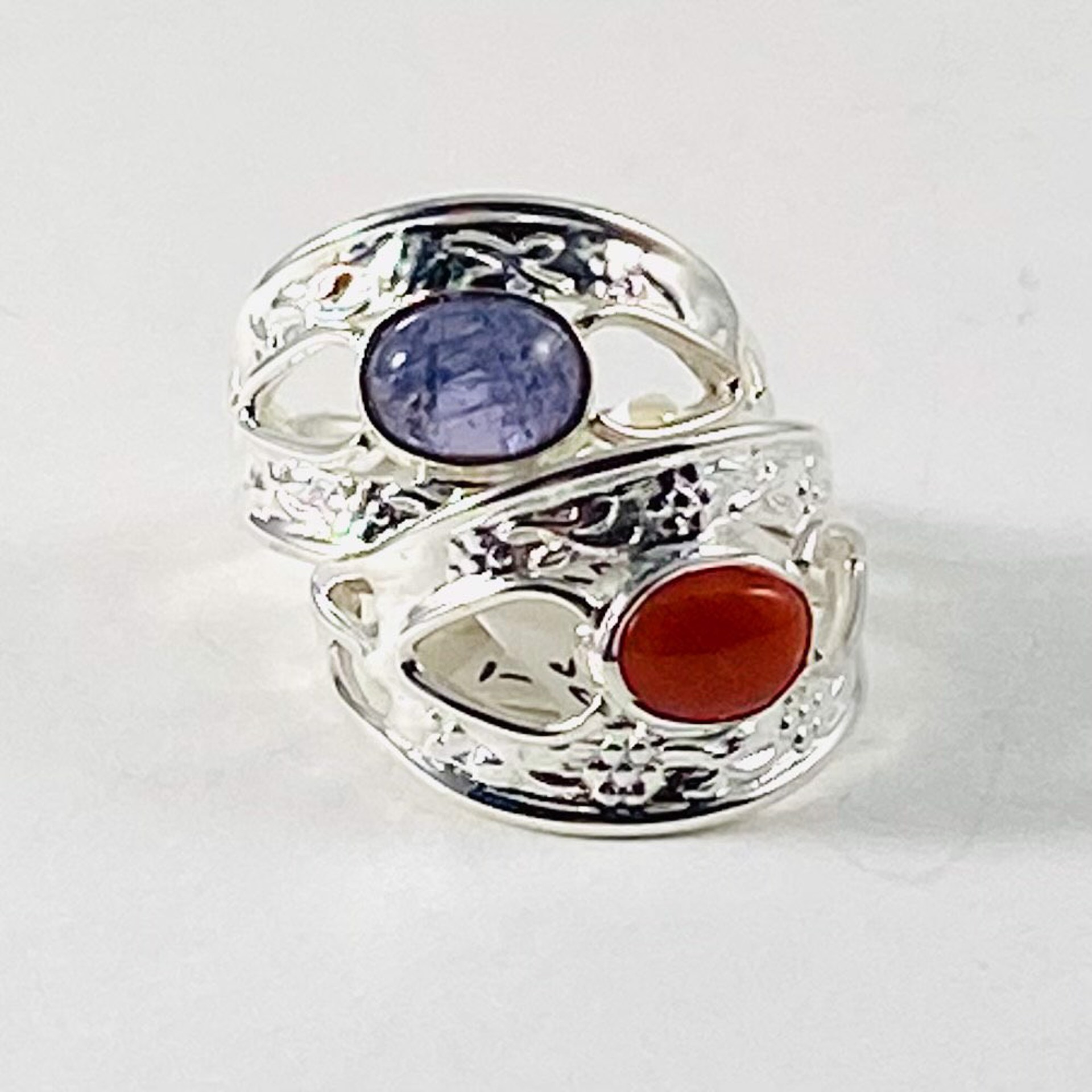 MON SR 3242 Tanzanite, Coral Ring LIMITED SIZES by Monica Mehta