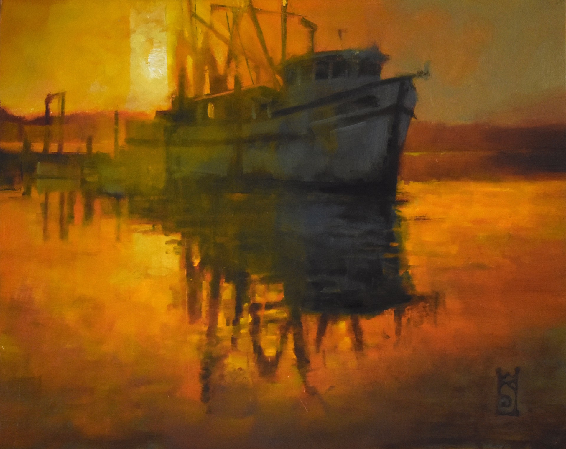 "Clocking Out" original oil painting by Steven Walker