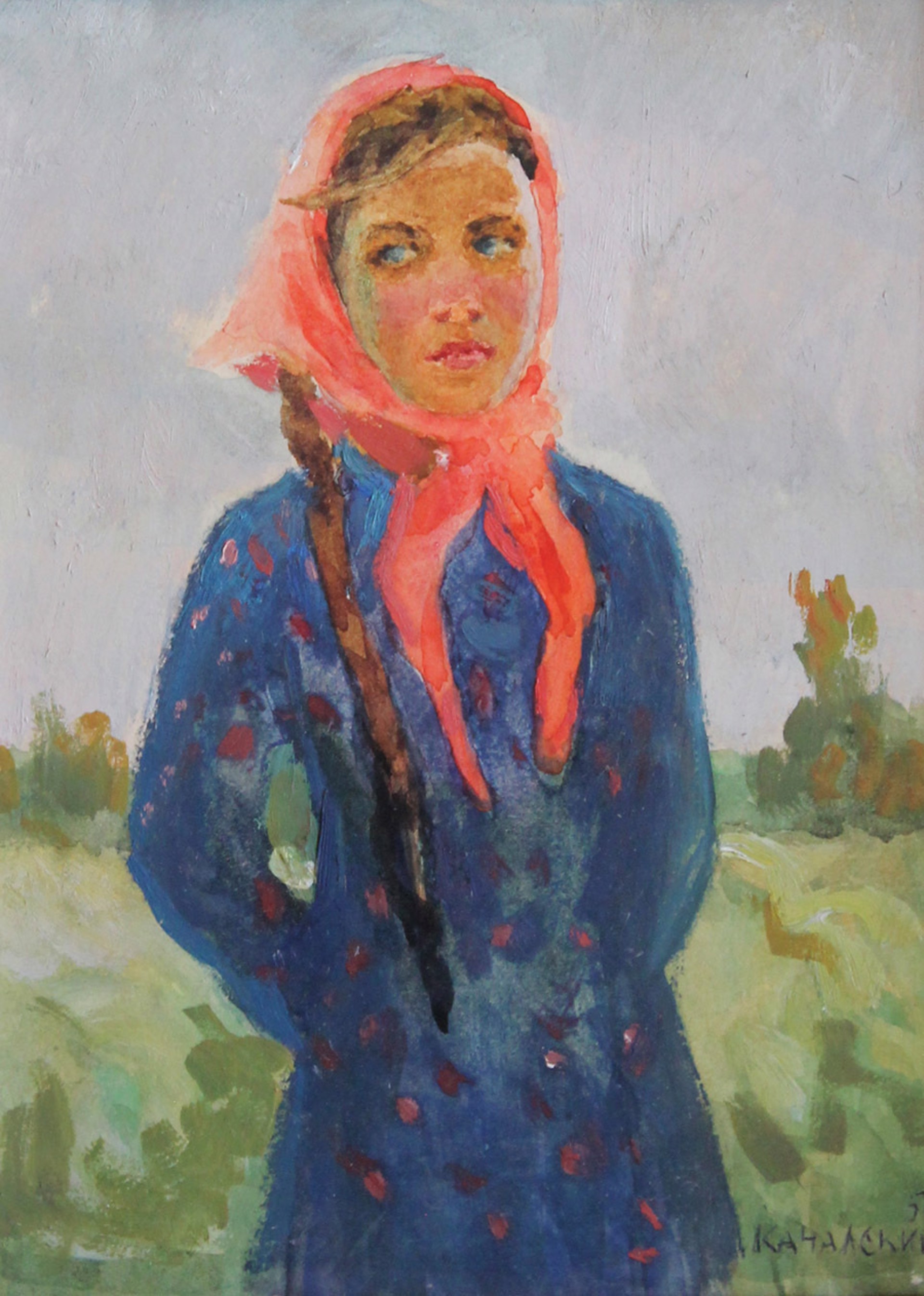 Girl in Red Scarf by Stanislav Kachalski