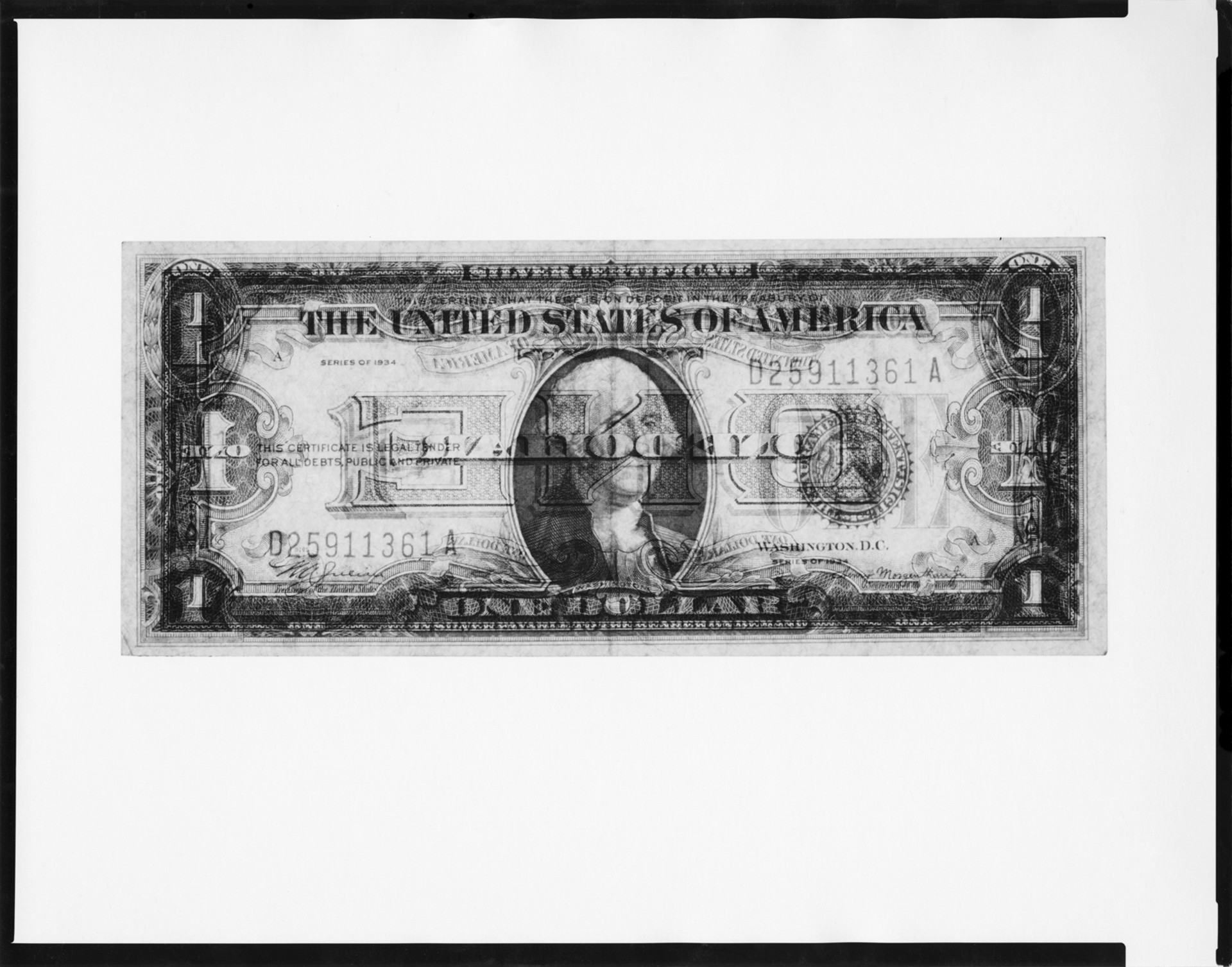 Silver Certificate - One Dollar Bill - Direct Positive by Taylor Curry