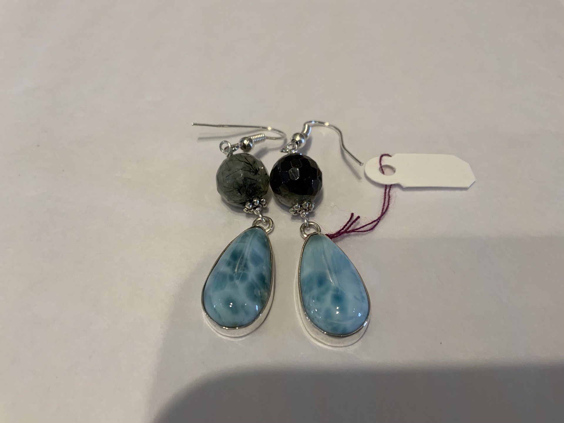 Larimar Agate Earrings E-13 by Margie Sone