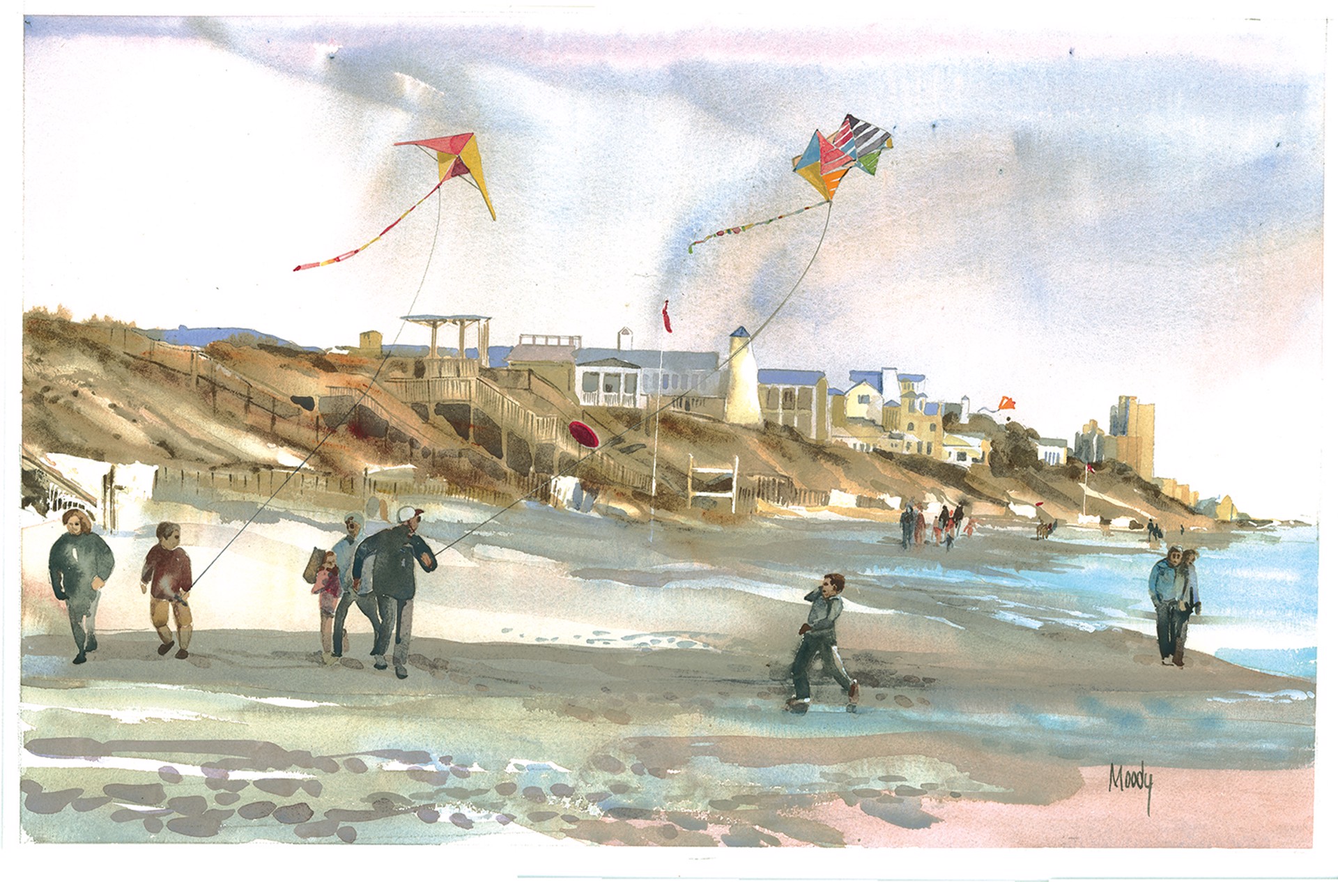 Seaside Kite Flying by Bob Moody