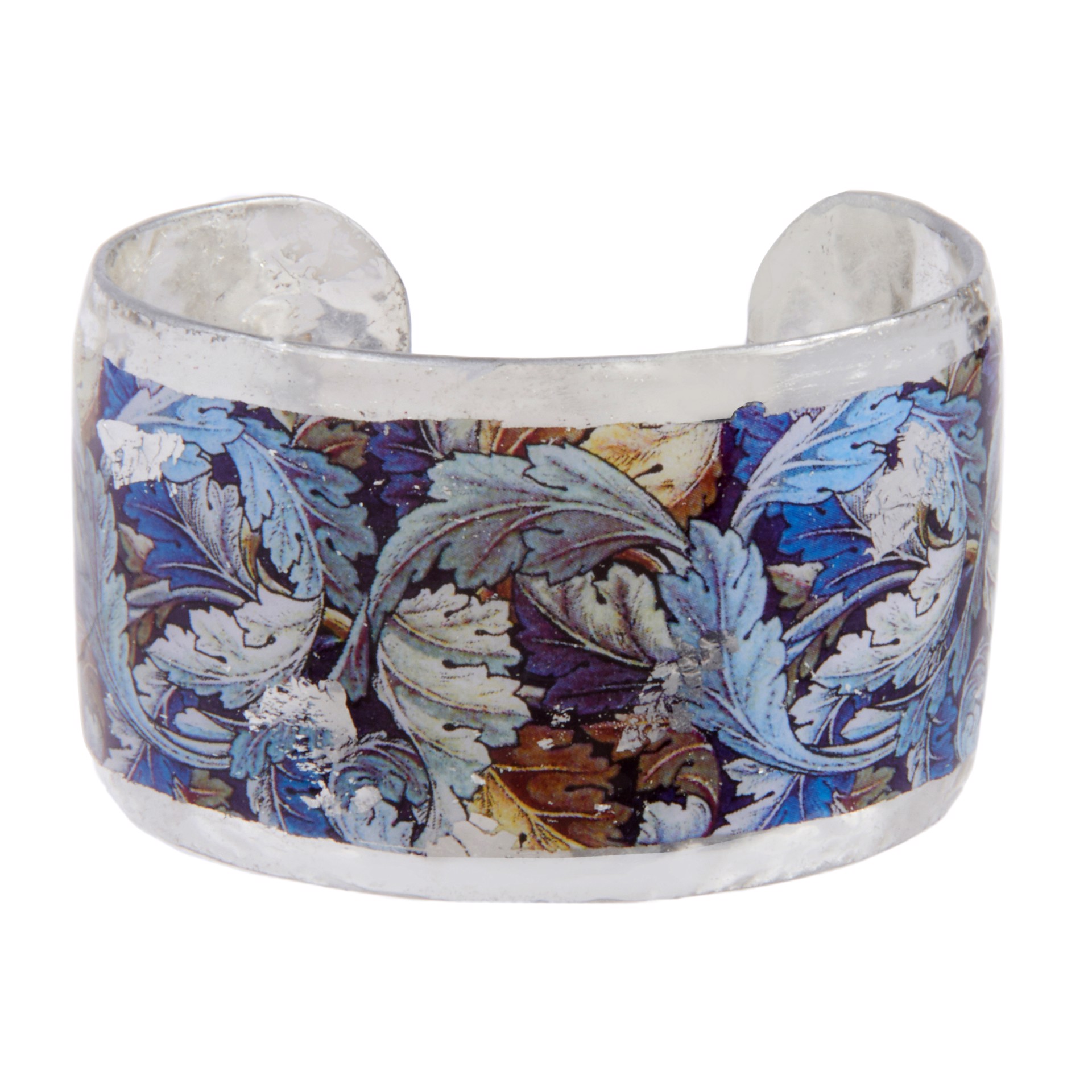 William Morris Leaves Cuff 1.5" Silver by Evocateur