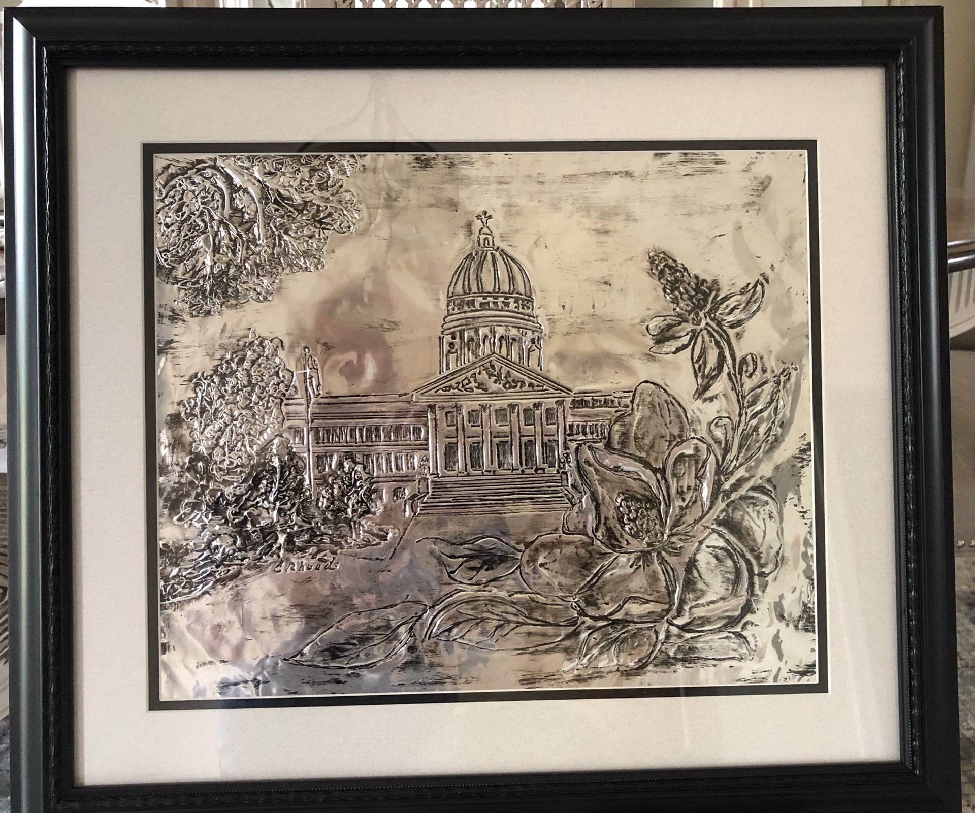 Framed Capitol with Magnolia by Chuck Rhoads