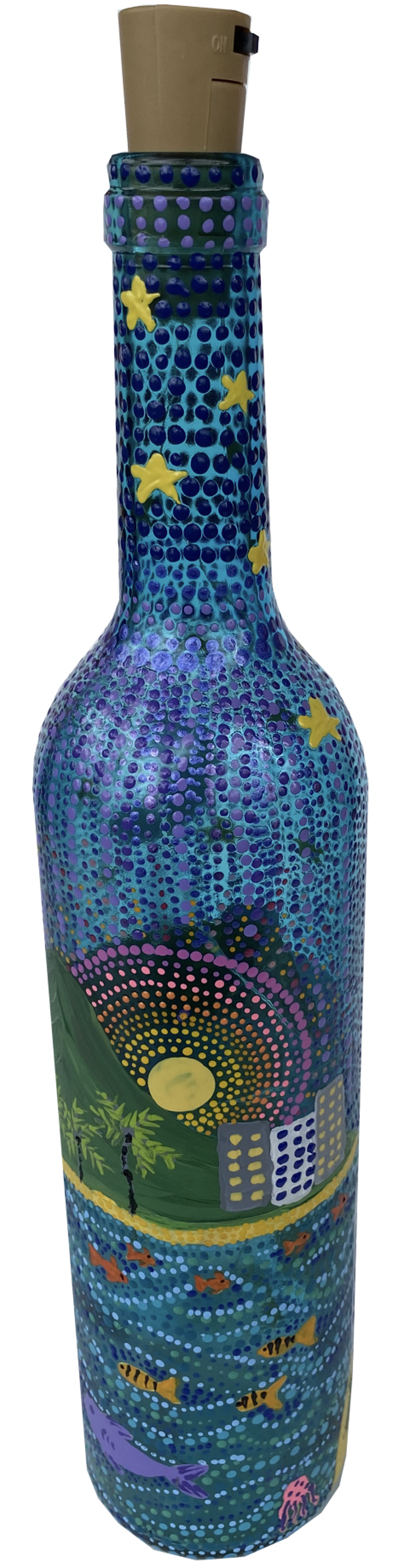 Lighted Glass Bottle - Sunrise by Carolyn Morgan Bauer