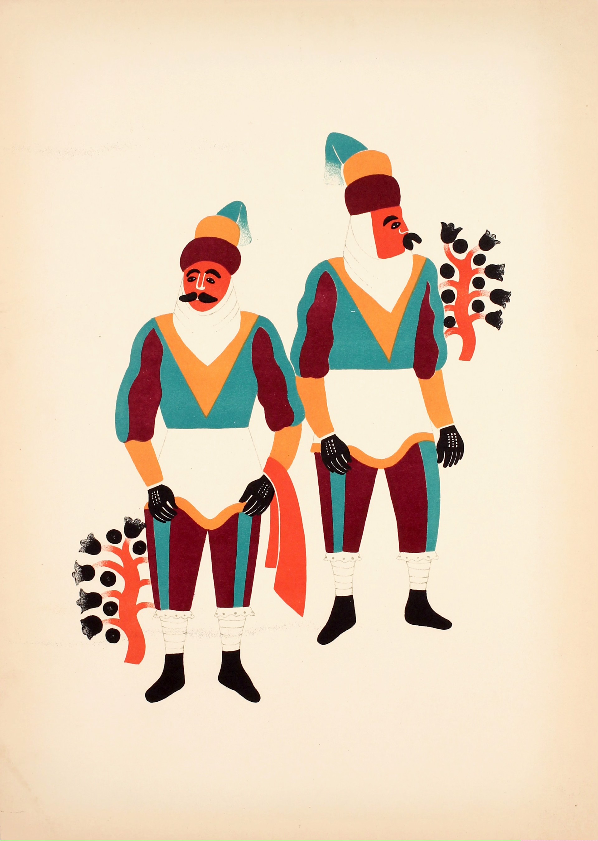 Two Men From Ocotoxco Dressed as Moors by Carlos Mérida (1891 - 1985)