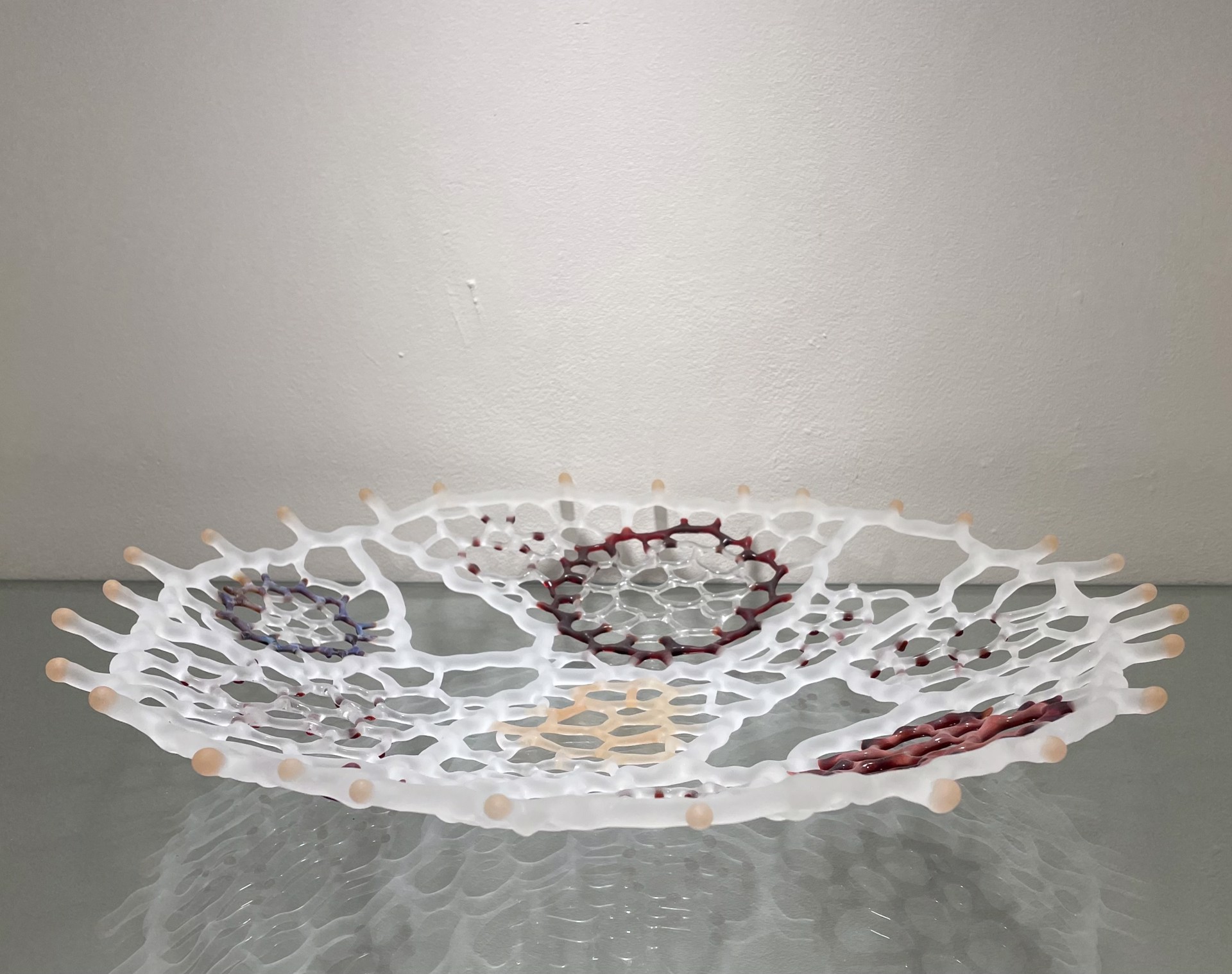 Semi-Frosted Red Circle Platter by Bandhu Dunham