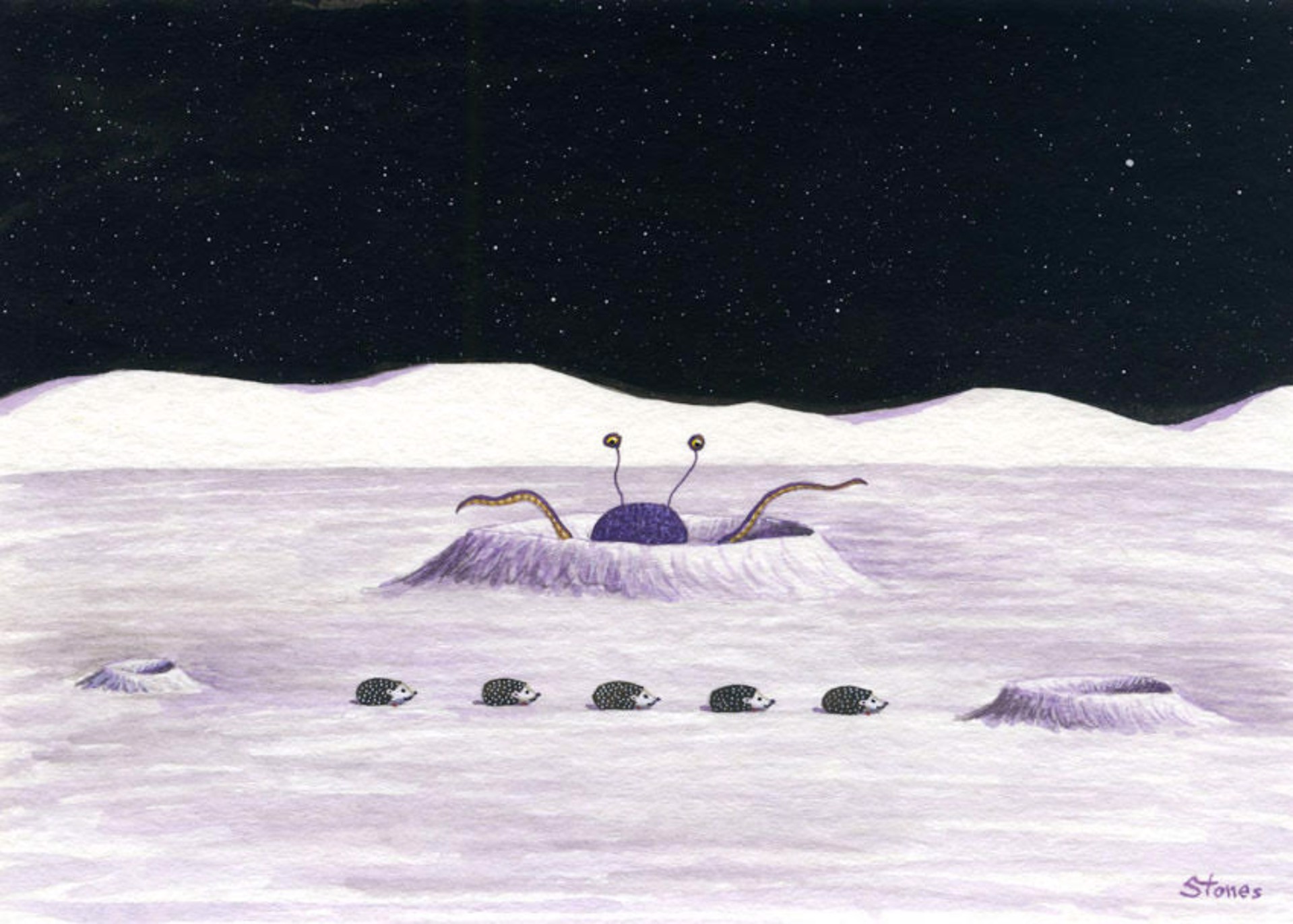 Hedgehogs Explore Moon by Greg Stones