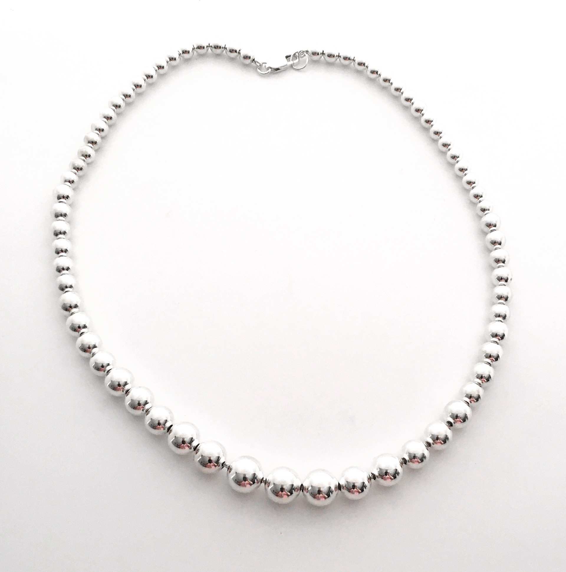  20" Graduated Sterling Silver Beaded Necklace  - 6 -11 mm by Suzanne Woodworth